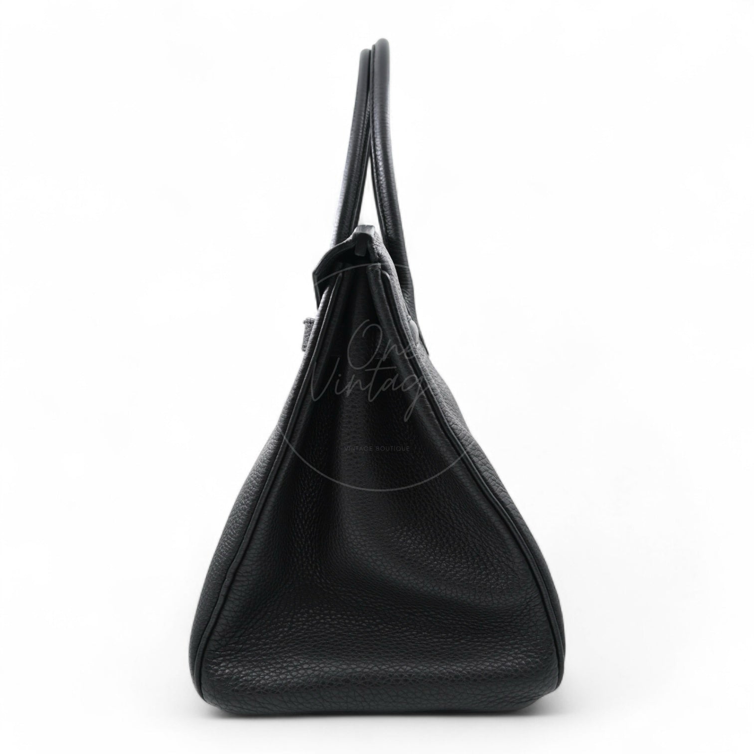 [Pre-owned] Hermes Birkin 35 Black PHW Stamp Square N Bag