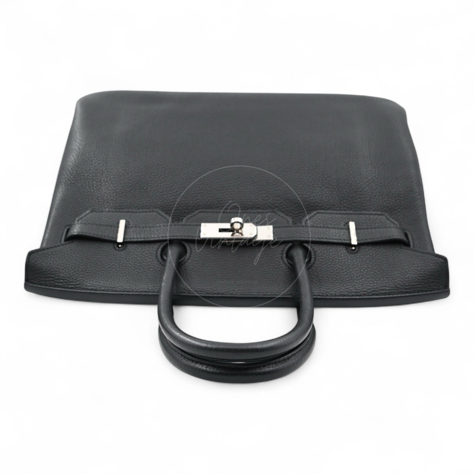 [Pre-owned] Hermes Birkin 35 Black PHW Stamp Square N Bag