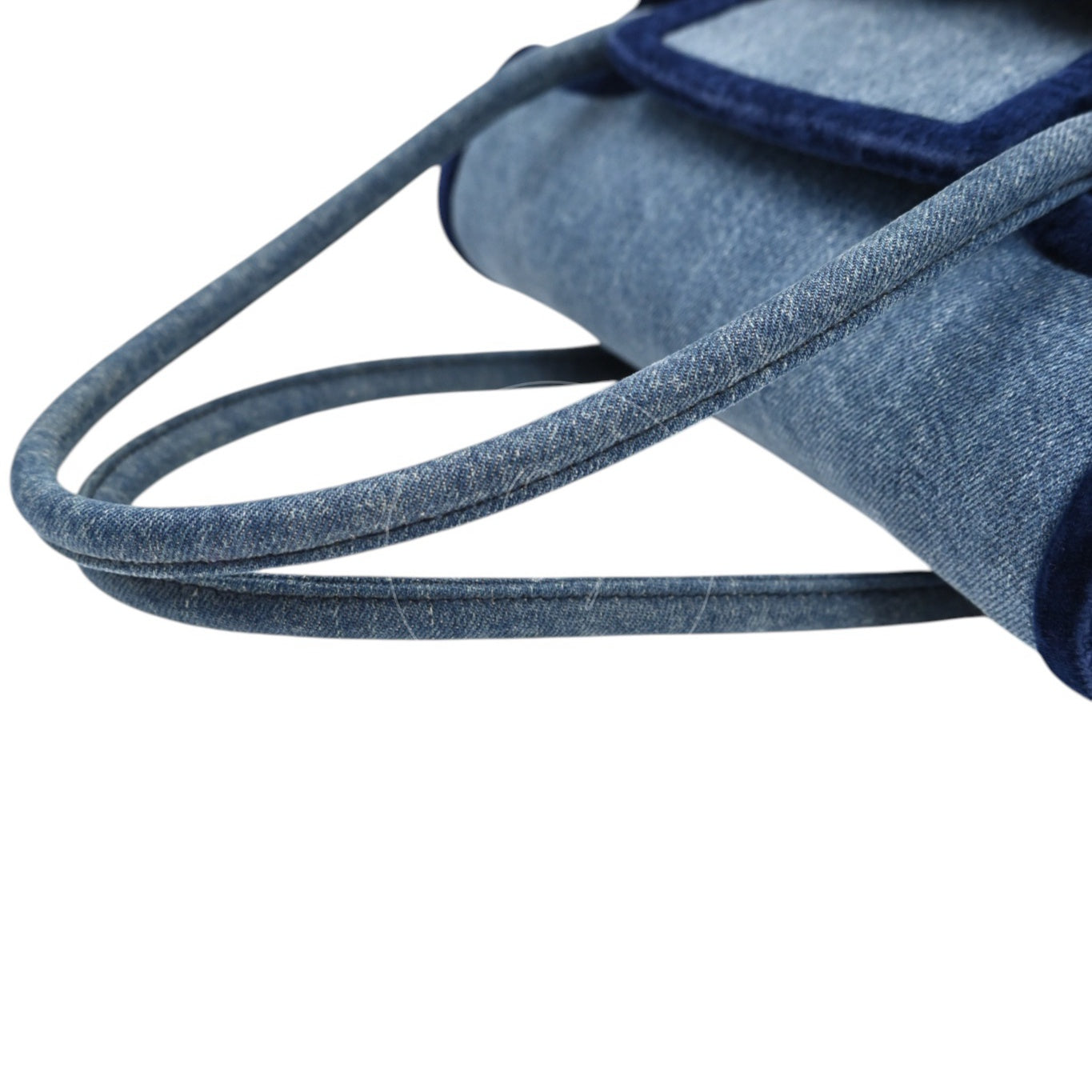 [Pre-owned] Miu Miu Denim and Velvet Blue Top handle Shoulder Bag