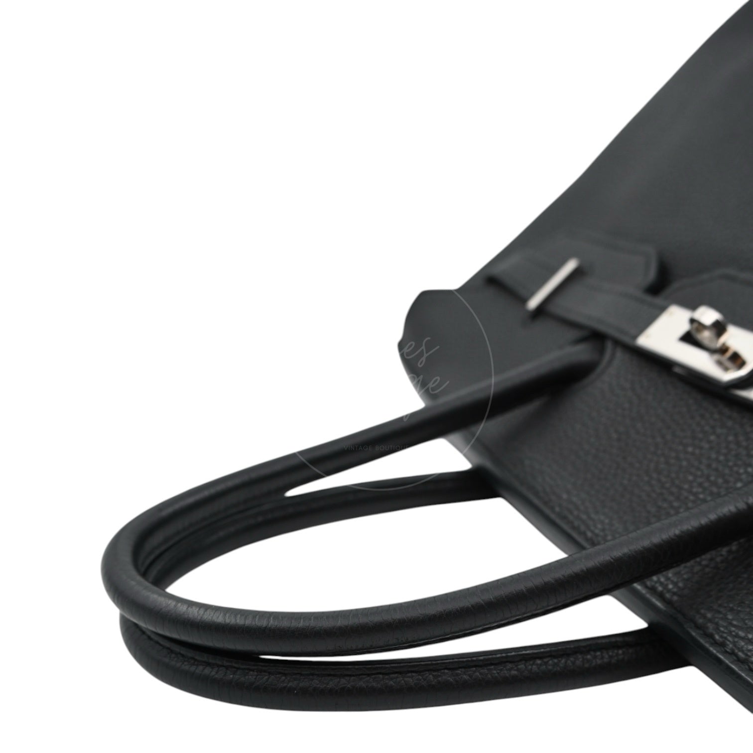 [Pre-owned] Hermes Birkin 35 Black PHW Stamp Square N Bag