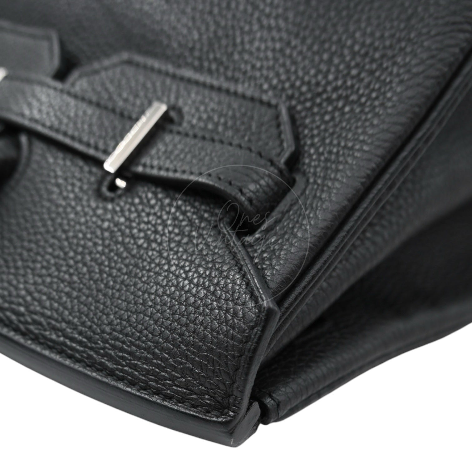 [Pre-owned] Hermes Birkin 35 Black PHW Stamp Square N Bag