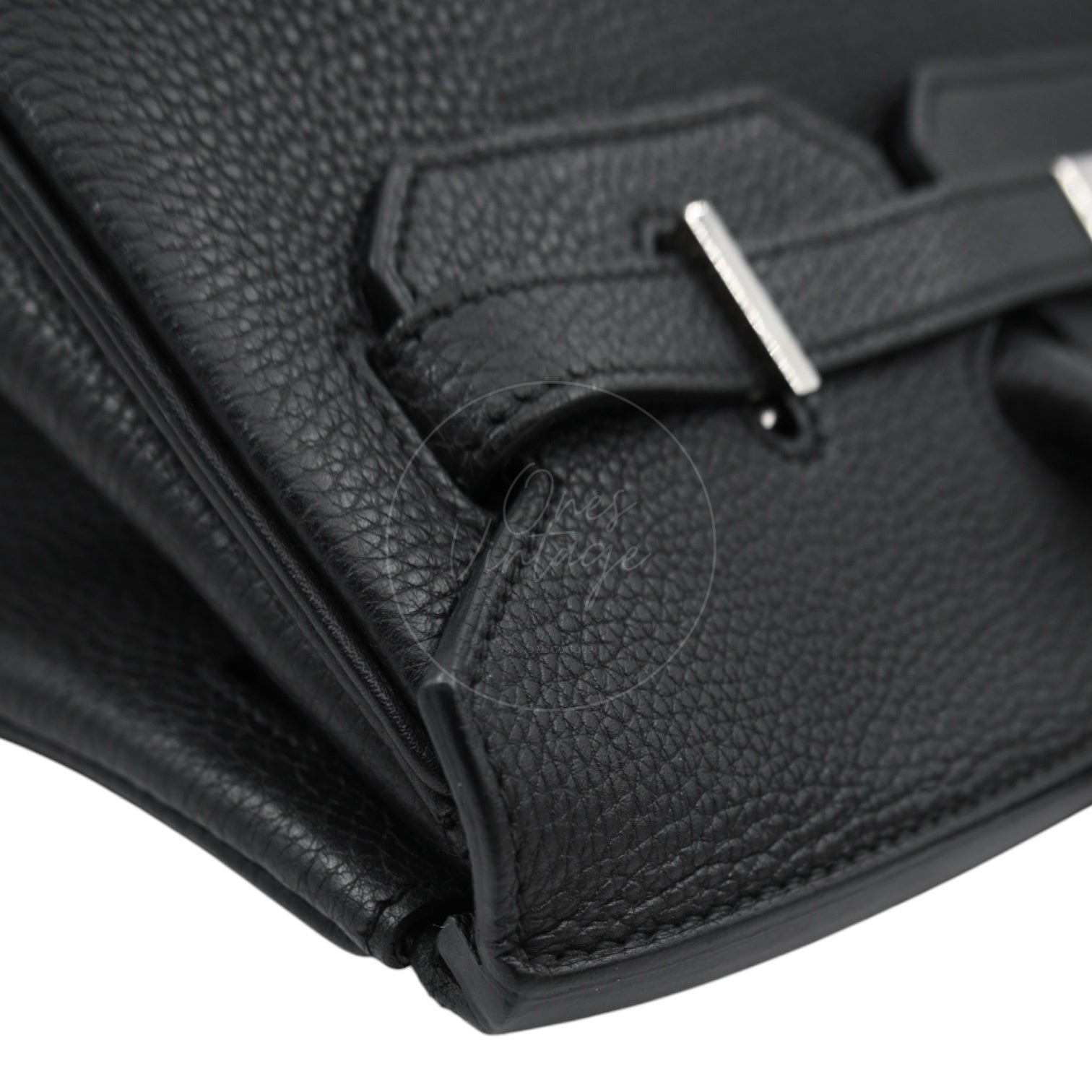 [Pre-owned] Hermes Birkin 35 Black PHW Stamp Square N Bag