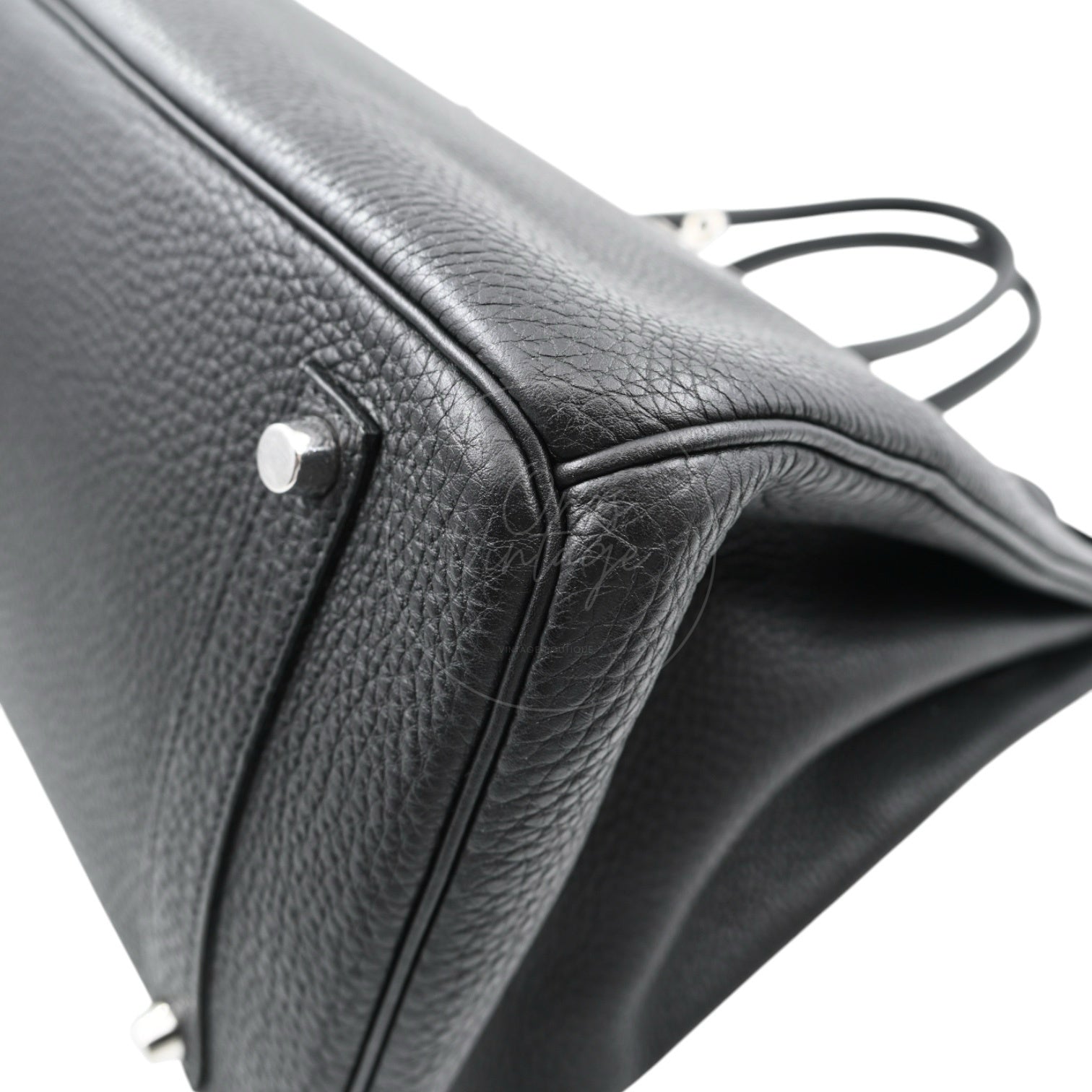 [Pre-owned] Hermes Birkin 35 Black PHW Stamp Square N Bag