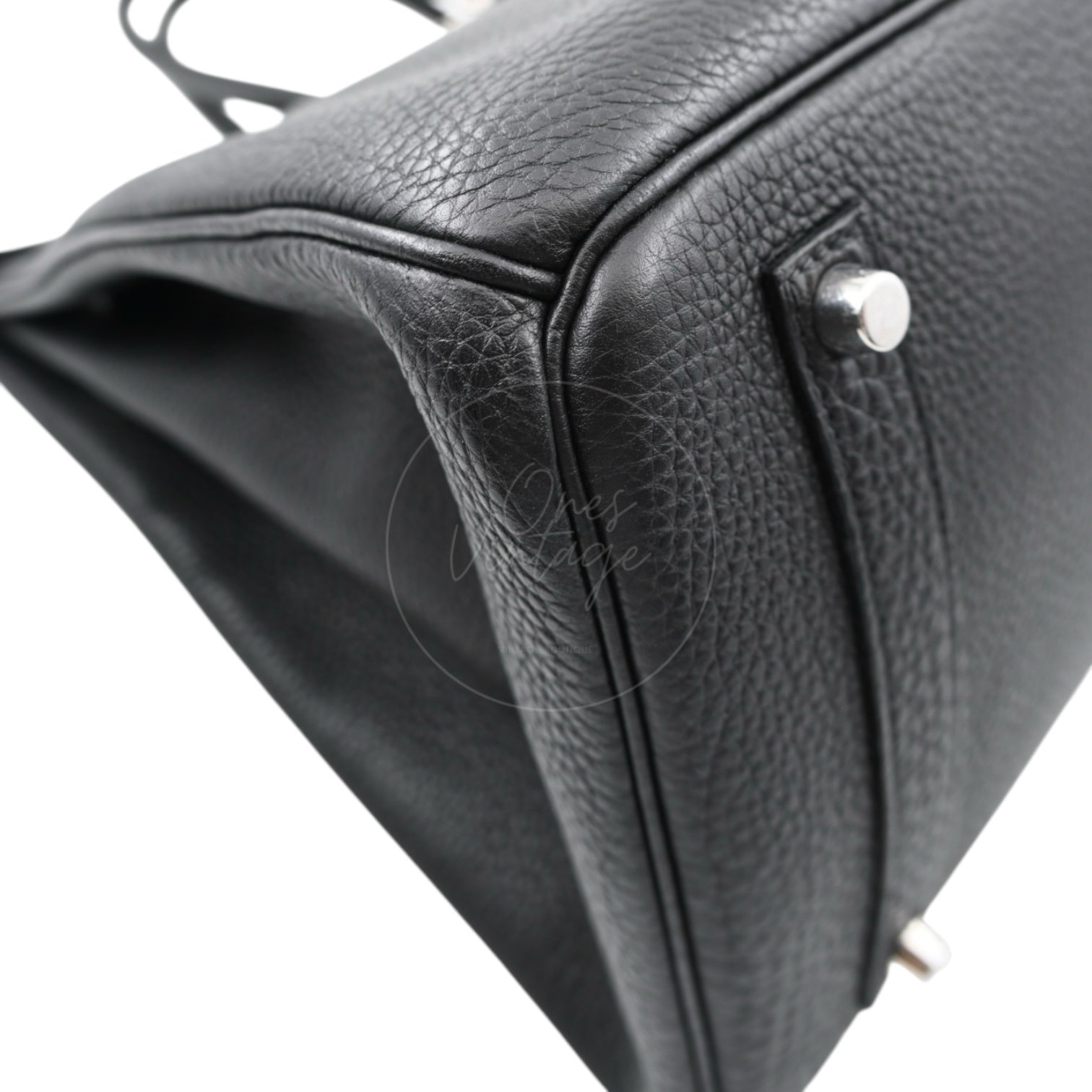 [Pre-owned] Hermes Birkin 35 Black PHW Stamp Square N Bag