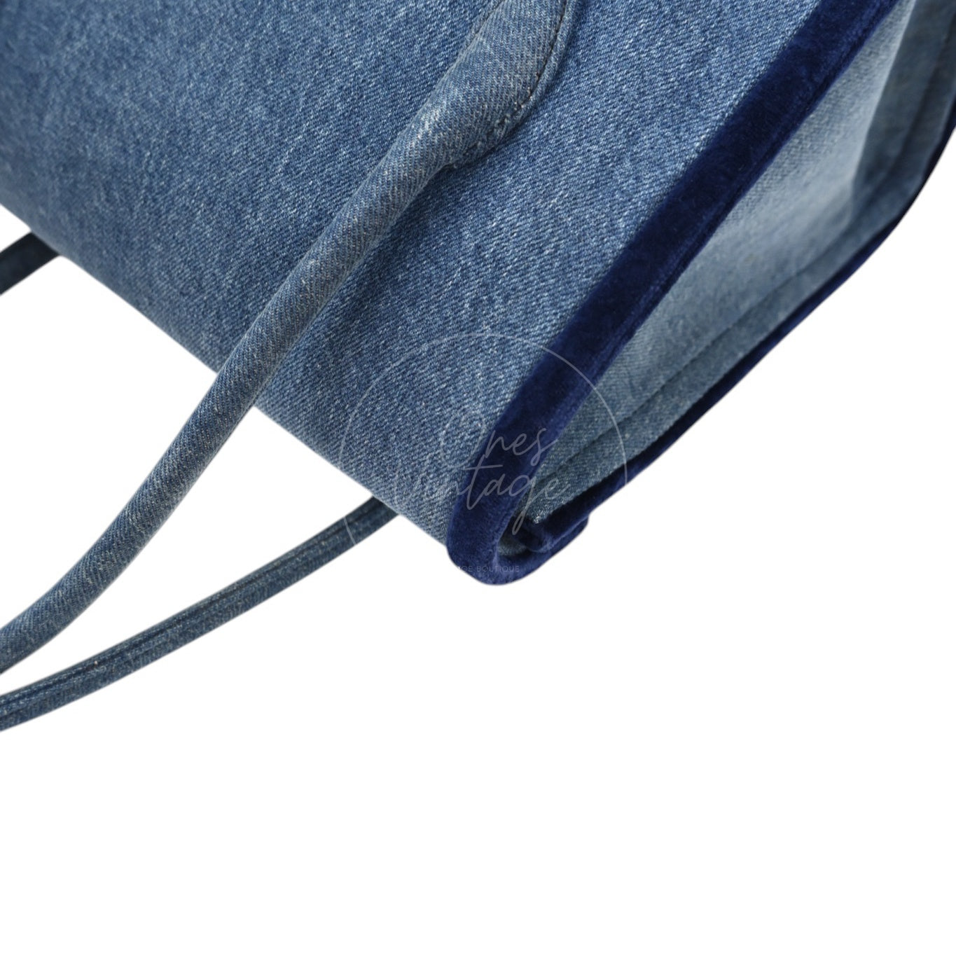 [Pre-owned] Miu Miu Denim and Velvet Blue Top handle Shoulder Bag
