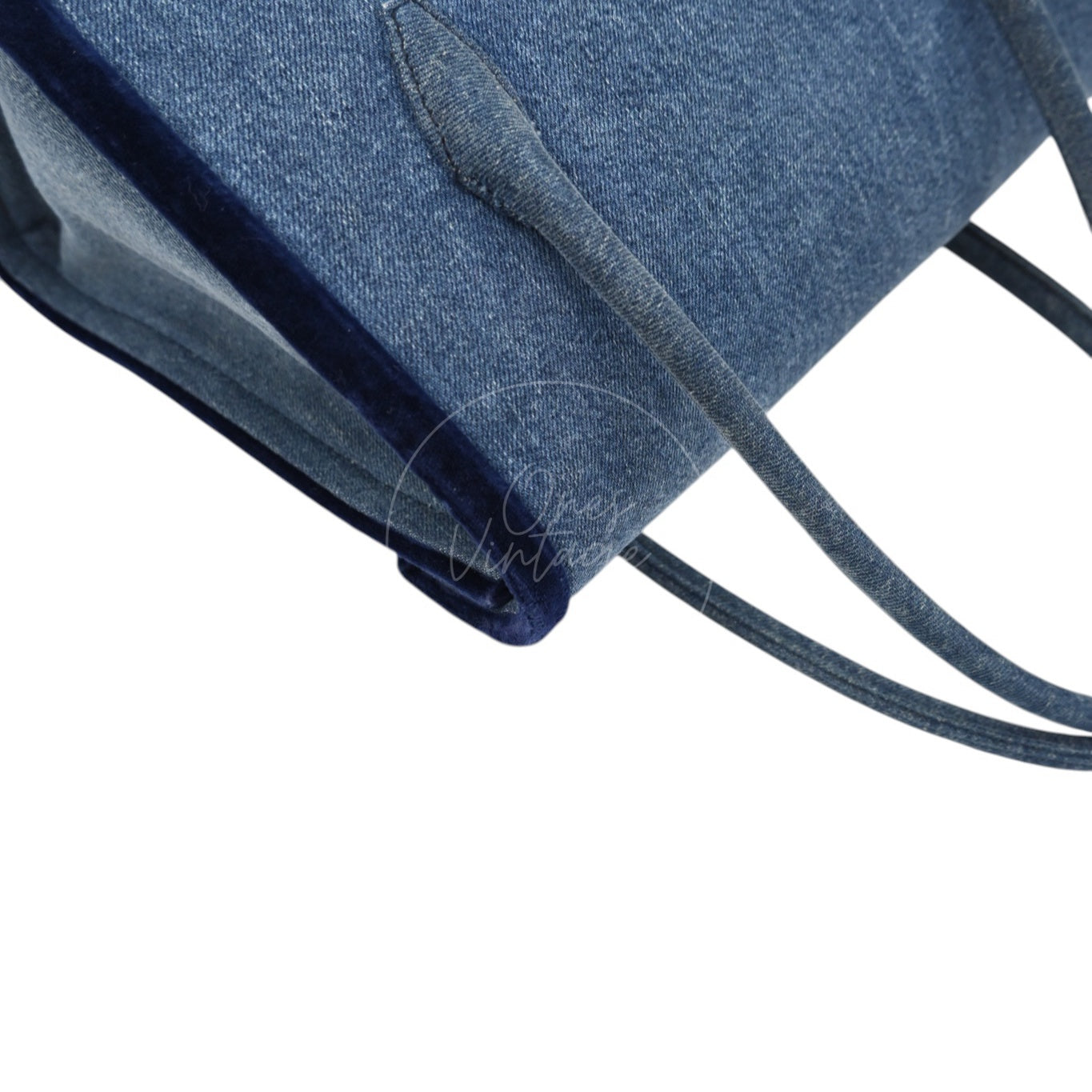 [Pre-owned] Miu Miu Denim and Velvet Blue Top handle Shoulder Bag