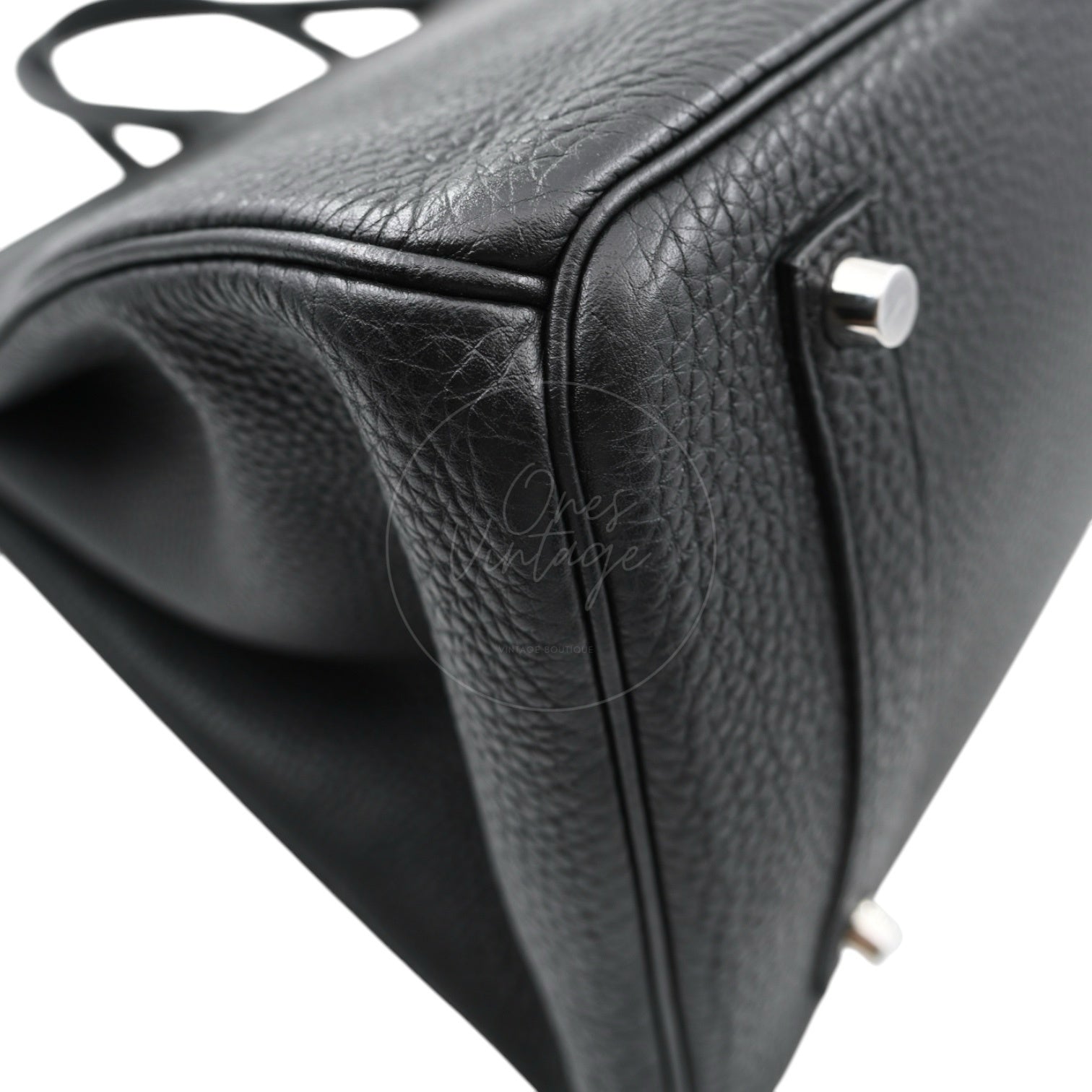 [Pre-owned] Hermes Birkin 35 Black PHW Stamp Square N Bag