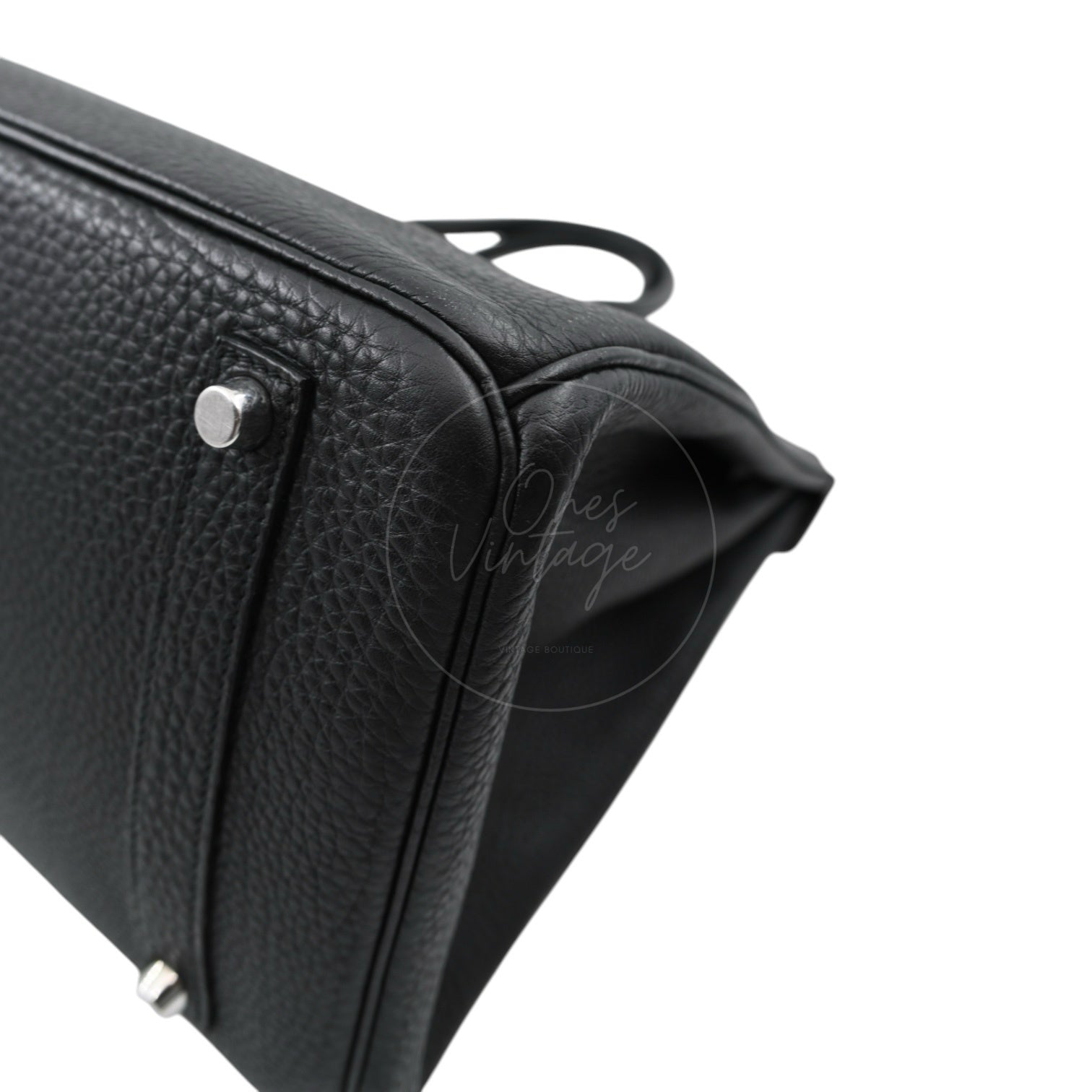 [Pre-owned] Hermes Birkin 35 Black PHW Stamp Square N Bag