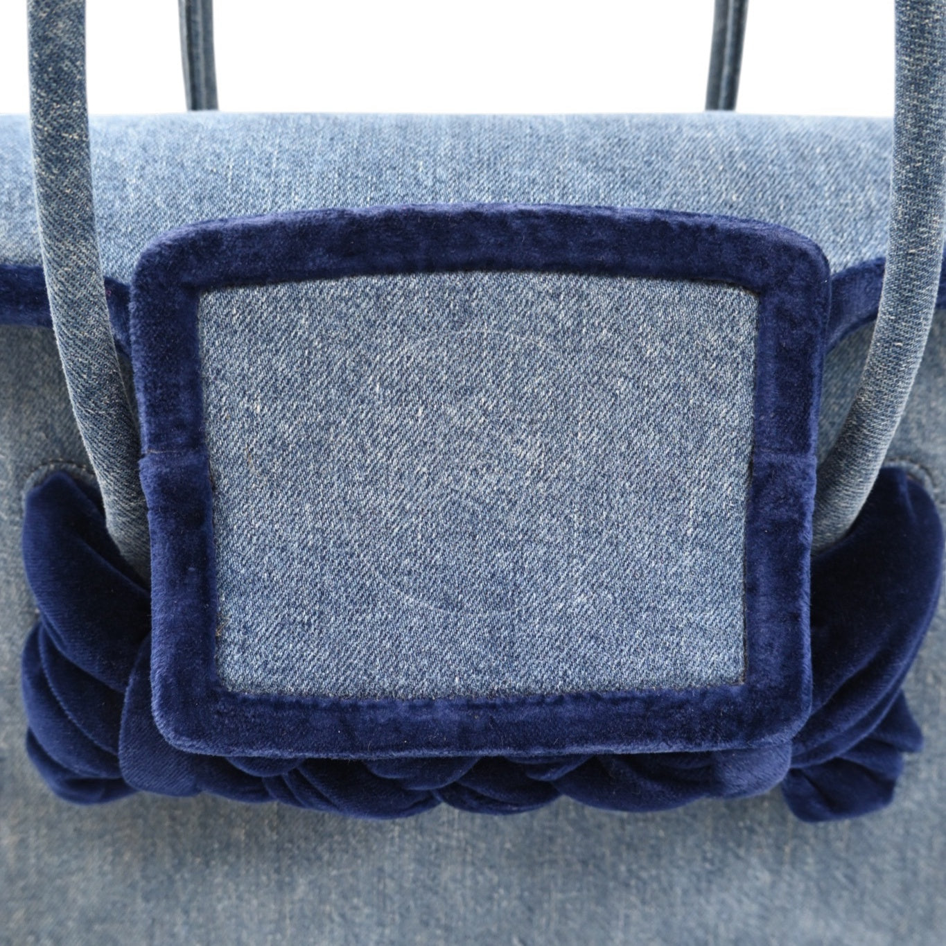 [Pre-owned] Miu Miu Denim and Velvet Blue Top handle Shoulder Bag