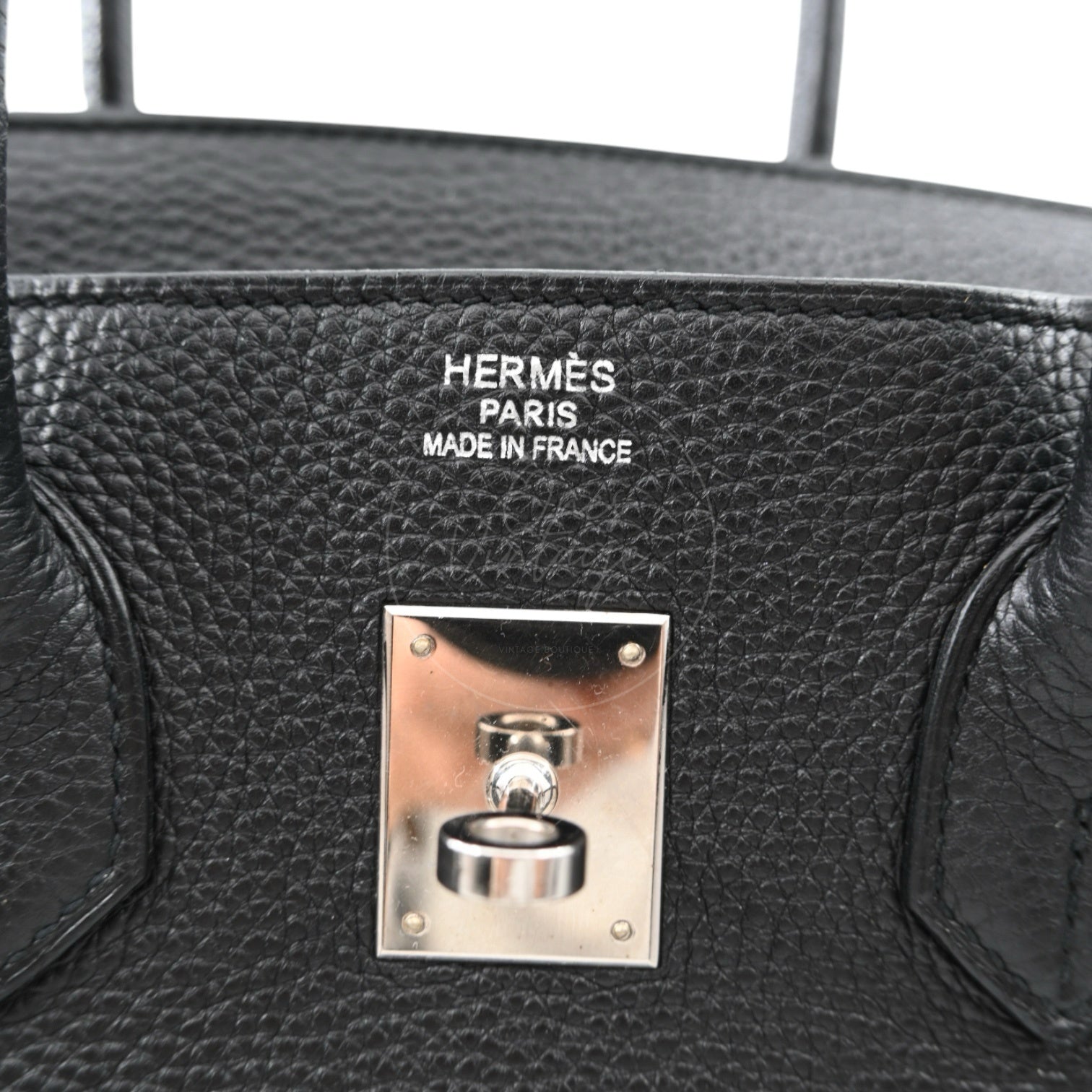 [Pre-owned] Hermes Birkin 35 Black PHW Stamp Square N Bag