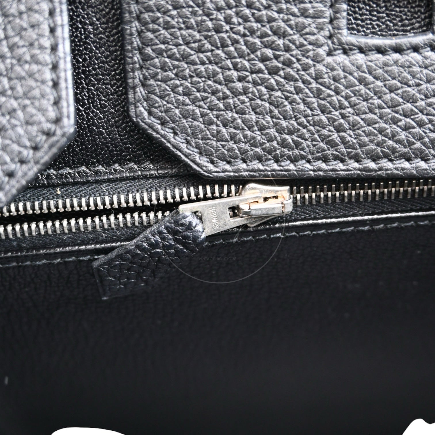 [Pre-owned] Hermes Birkin 35 Black PHW Stamp Square N Bag