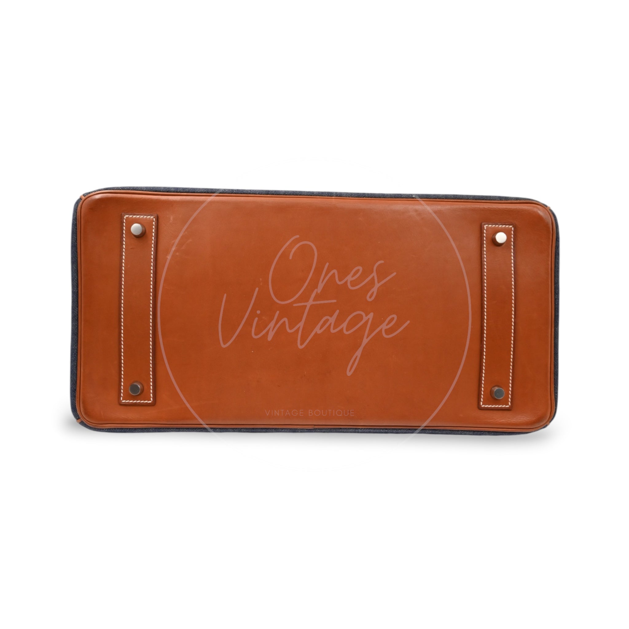 [Pre-owned] Hermes Birkin Shoulder Denim x Natural Barenia Stamp Square I PHW Bag