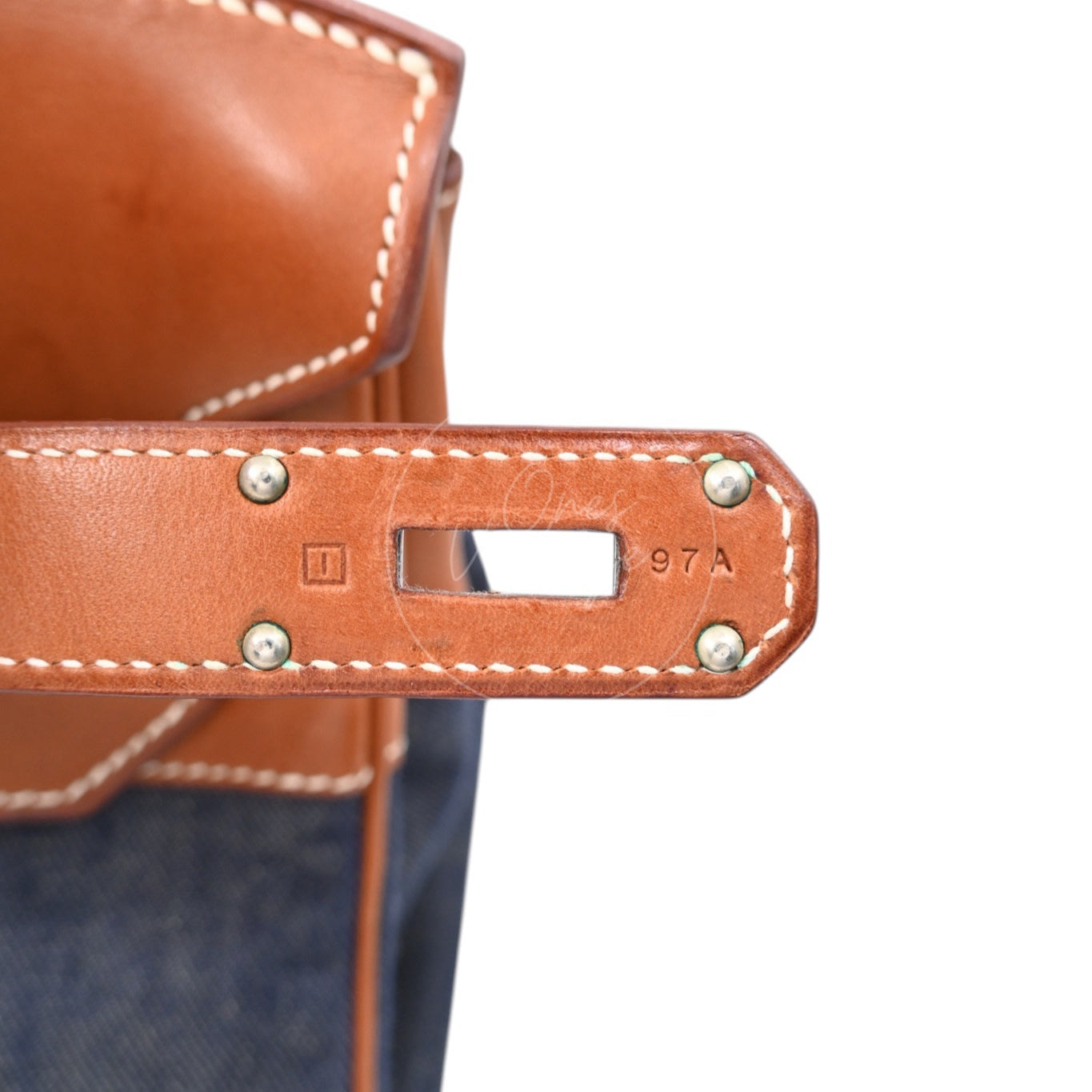 [Pre-owned] Hermes Birkin Shoulder Denim x Natural Barenia Stamp Square I PHW Bag