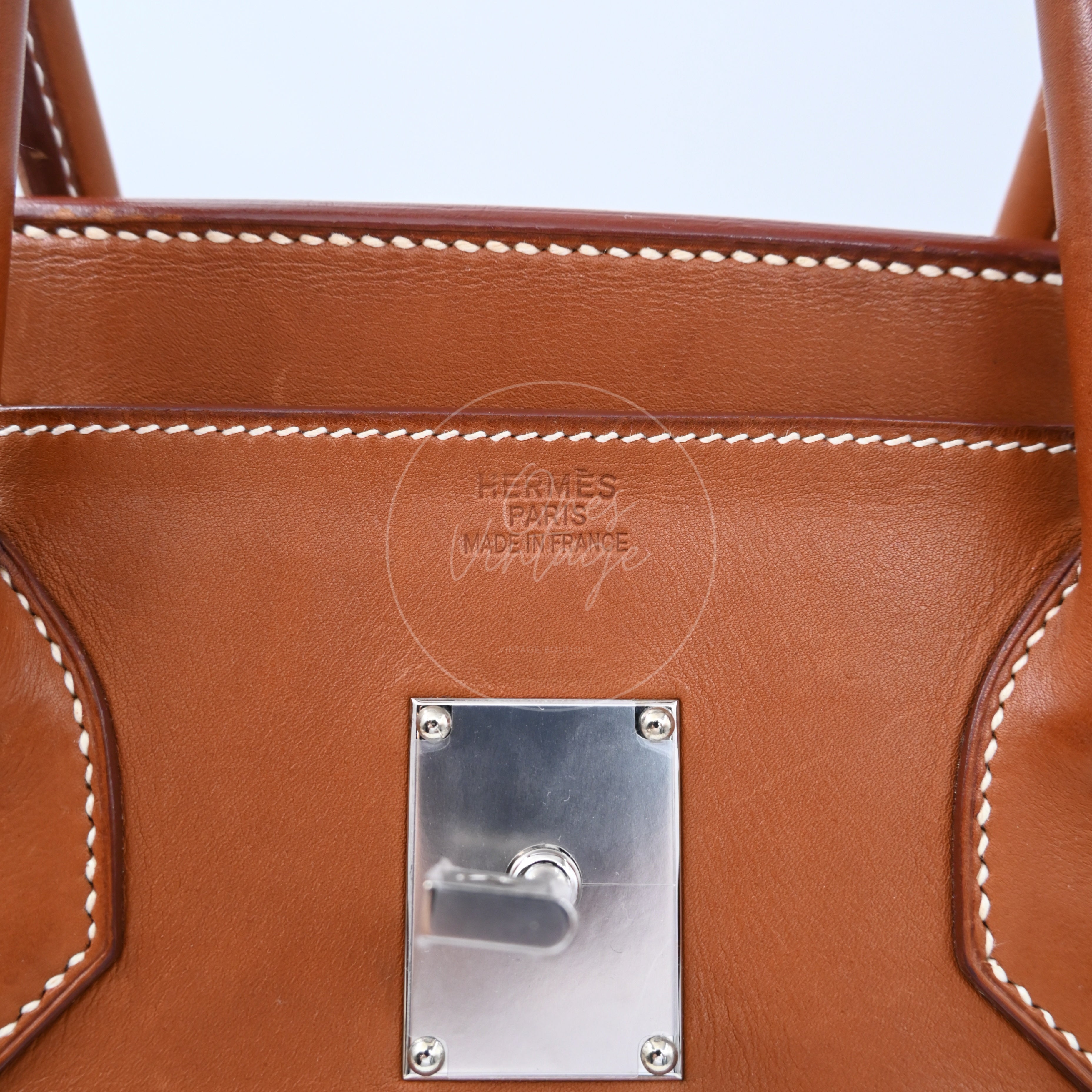 [Pre-owned] Hermes Birkin Shoulder Denim x Natural Barenia Stamp Square I PHW Bag