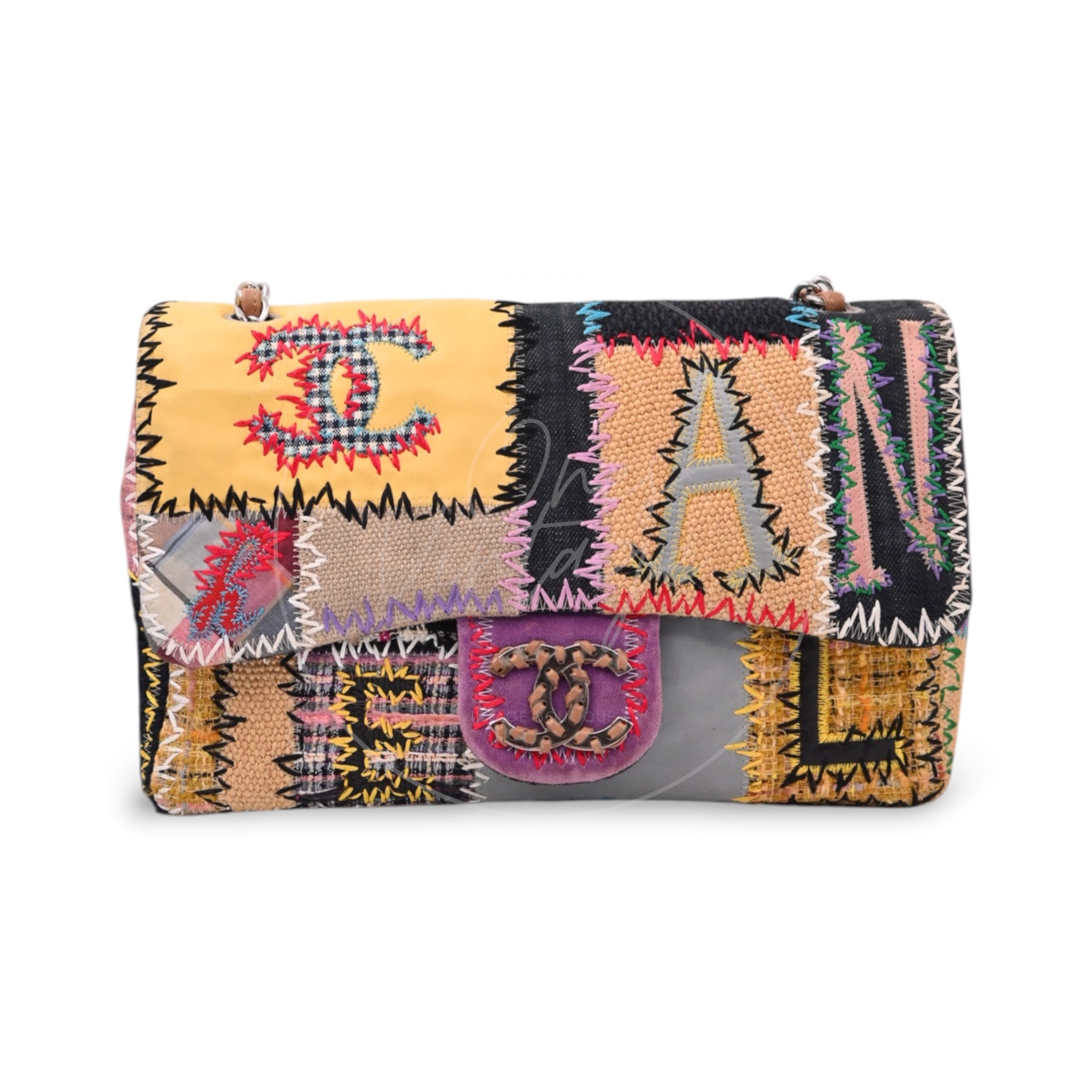 [Pre-owned] Chanel Patchwork Multicolor Classic Flap Bag Series 14