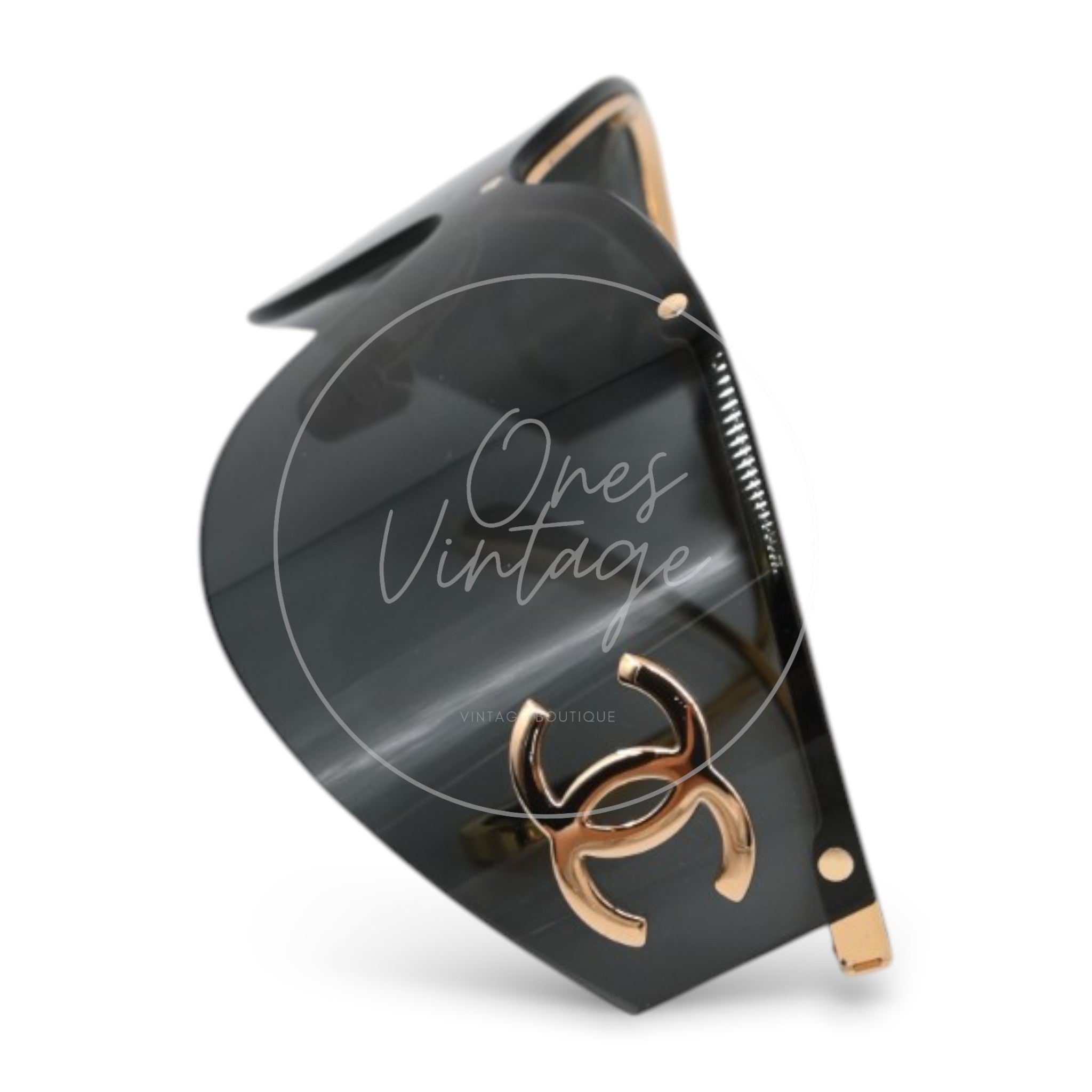 Chanel Black Sunglasses 26M Gold-Tone Metal Frame