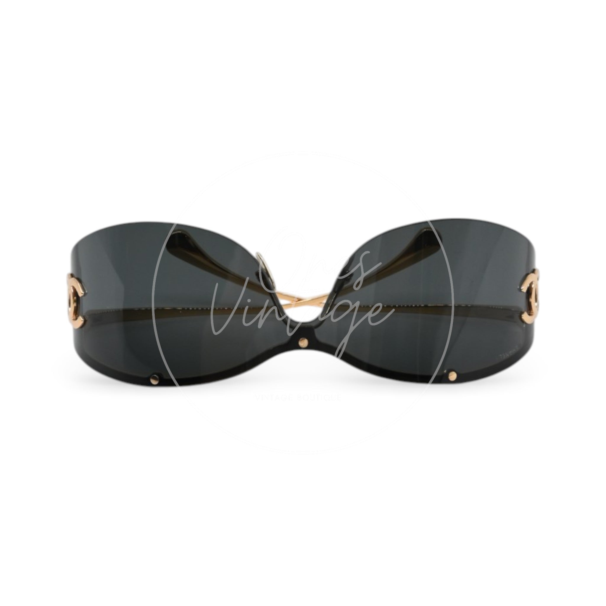 Chanel Black Sunglasses 26M Gold-Tone Metal Frame