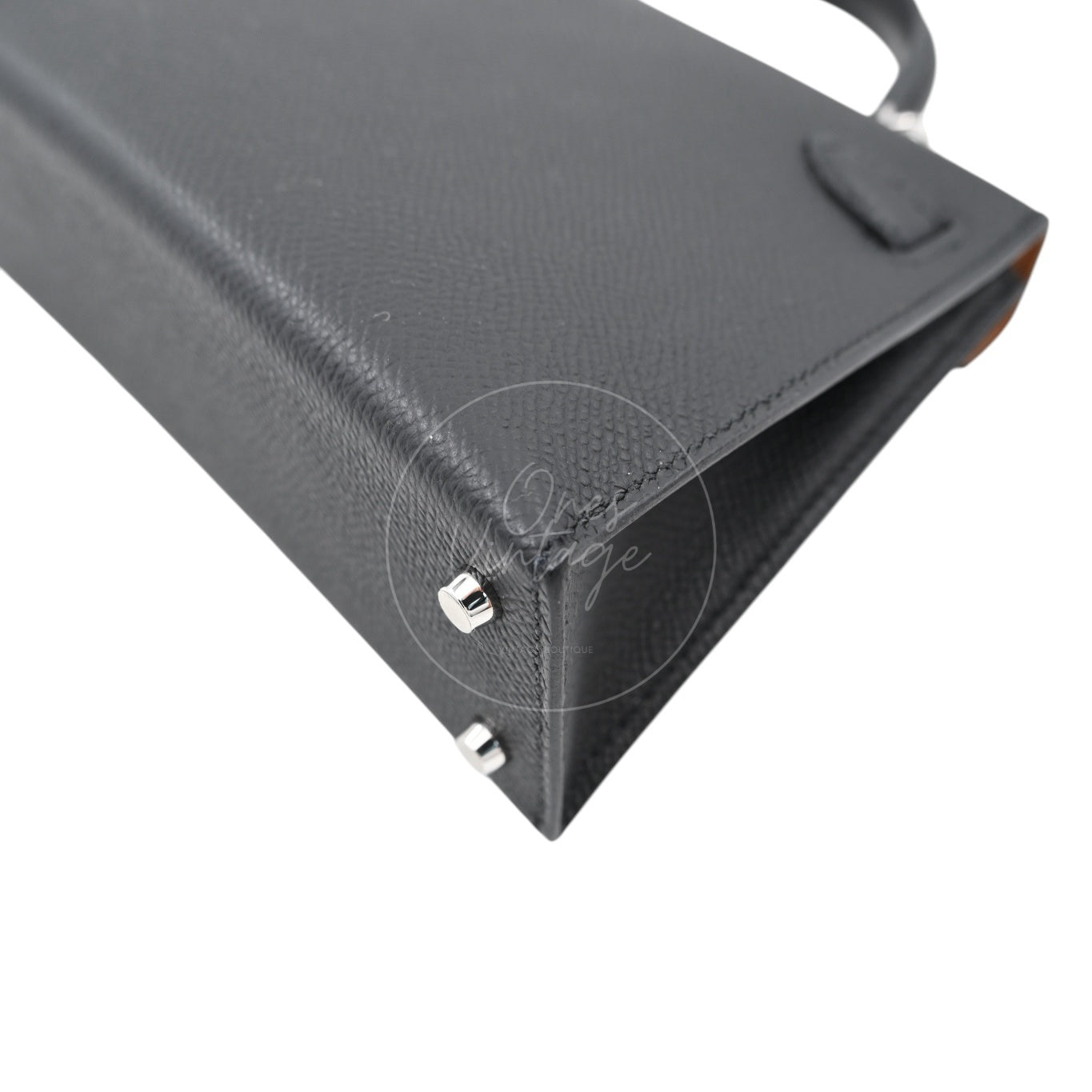 [Unused] Hermes Mini Kelly Black PHW Stamp W Handbag