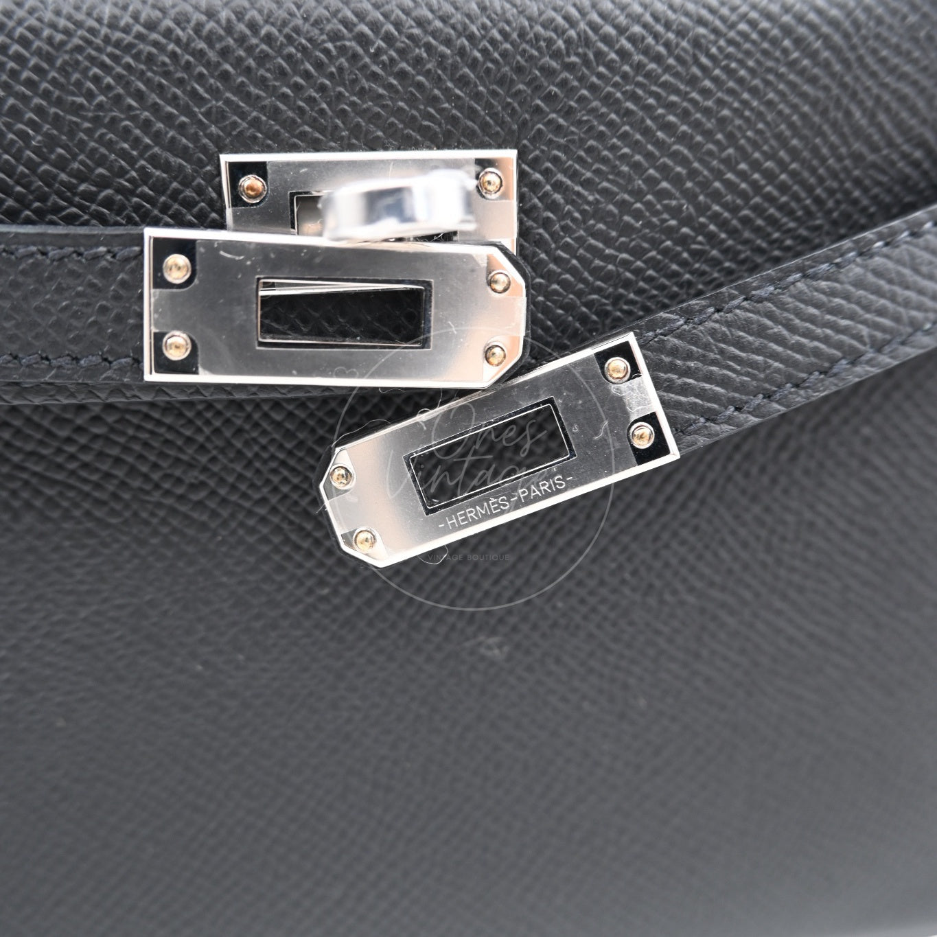 [Unused] Hermes Mini Kelly Black PHW Stamp W Handbag