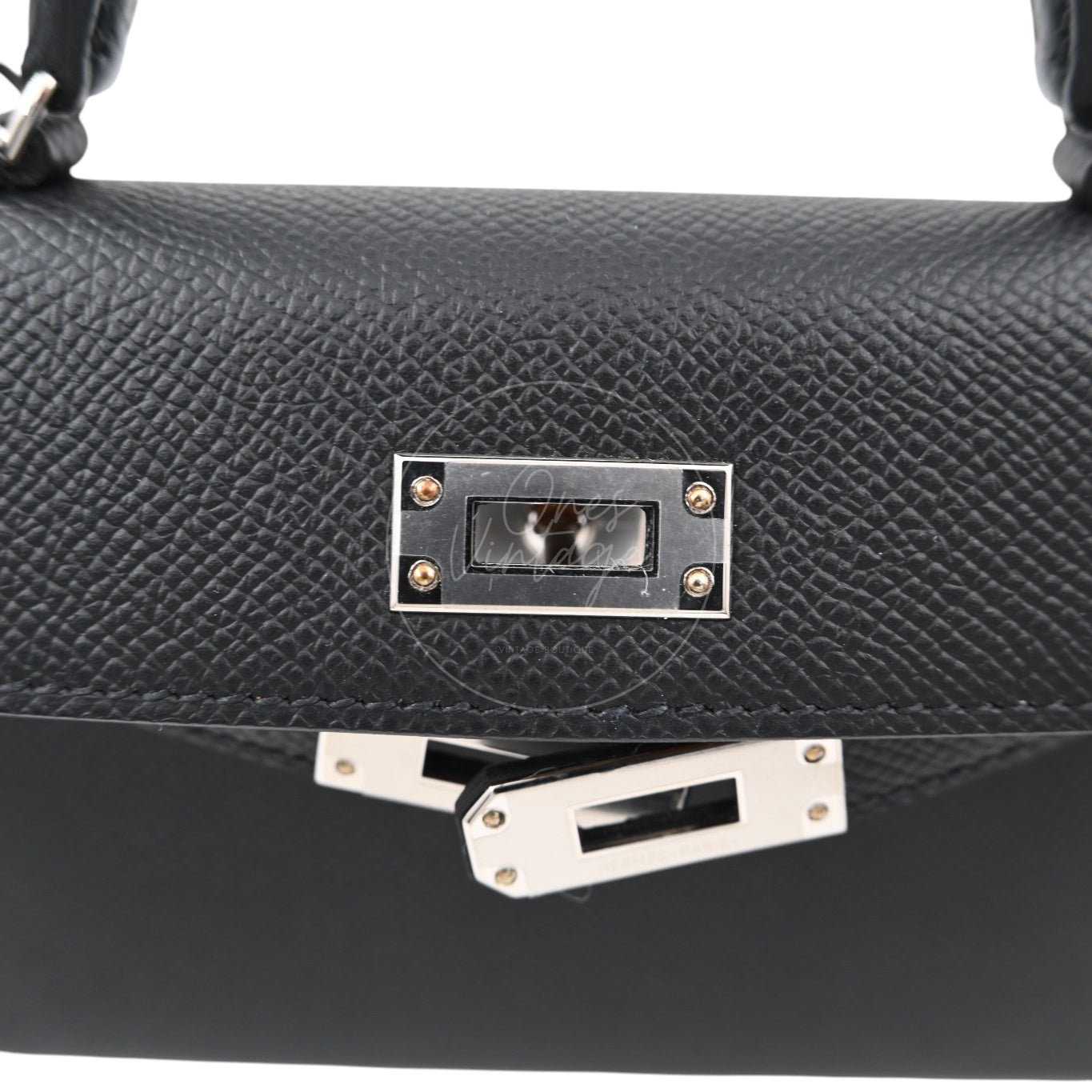 [Unused] Hermes Mini Kelly Black PHW Stamp W Handbag