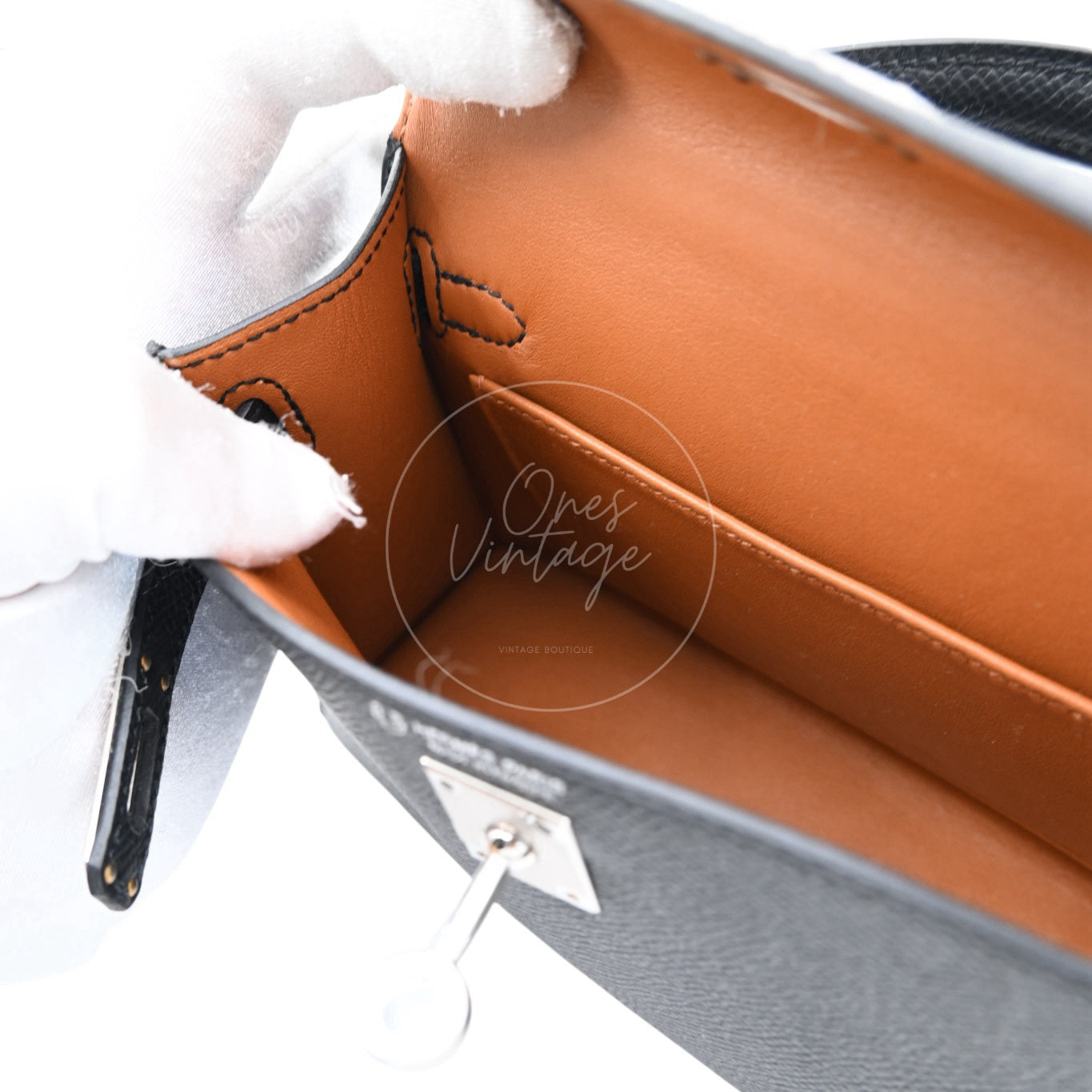 [Unused] Hermes Mini Kelly Black PHW Stamp W Handbag