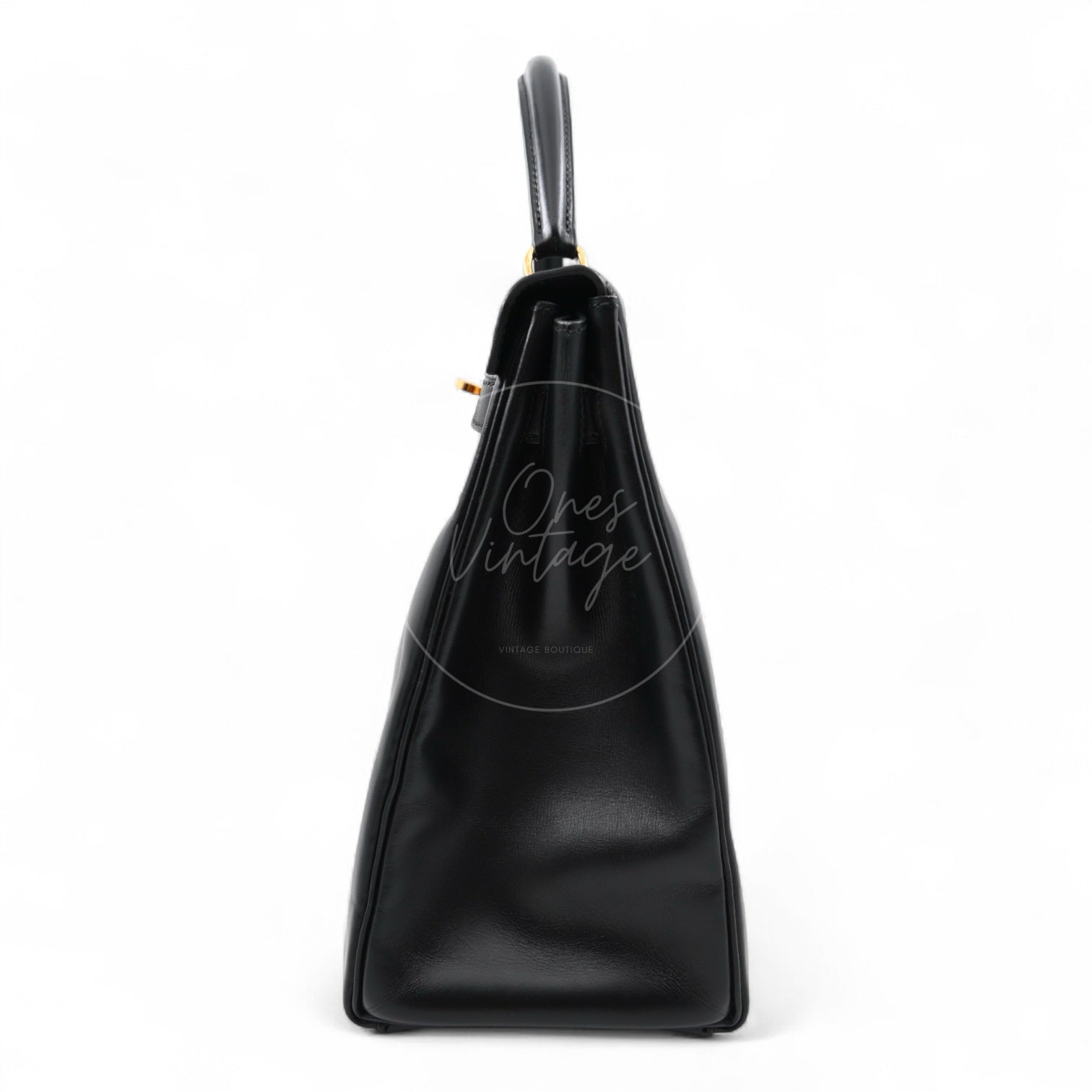 [Pre-owned] Hermes Kelly Retourne Black Size 32 Square B Box Leather Handbag