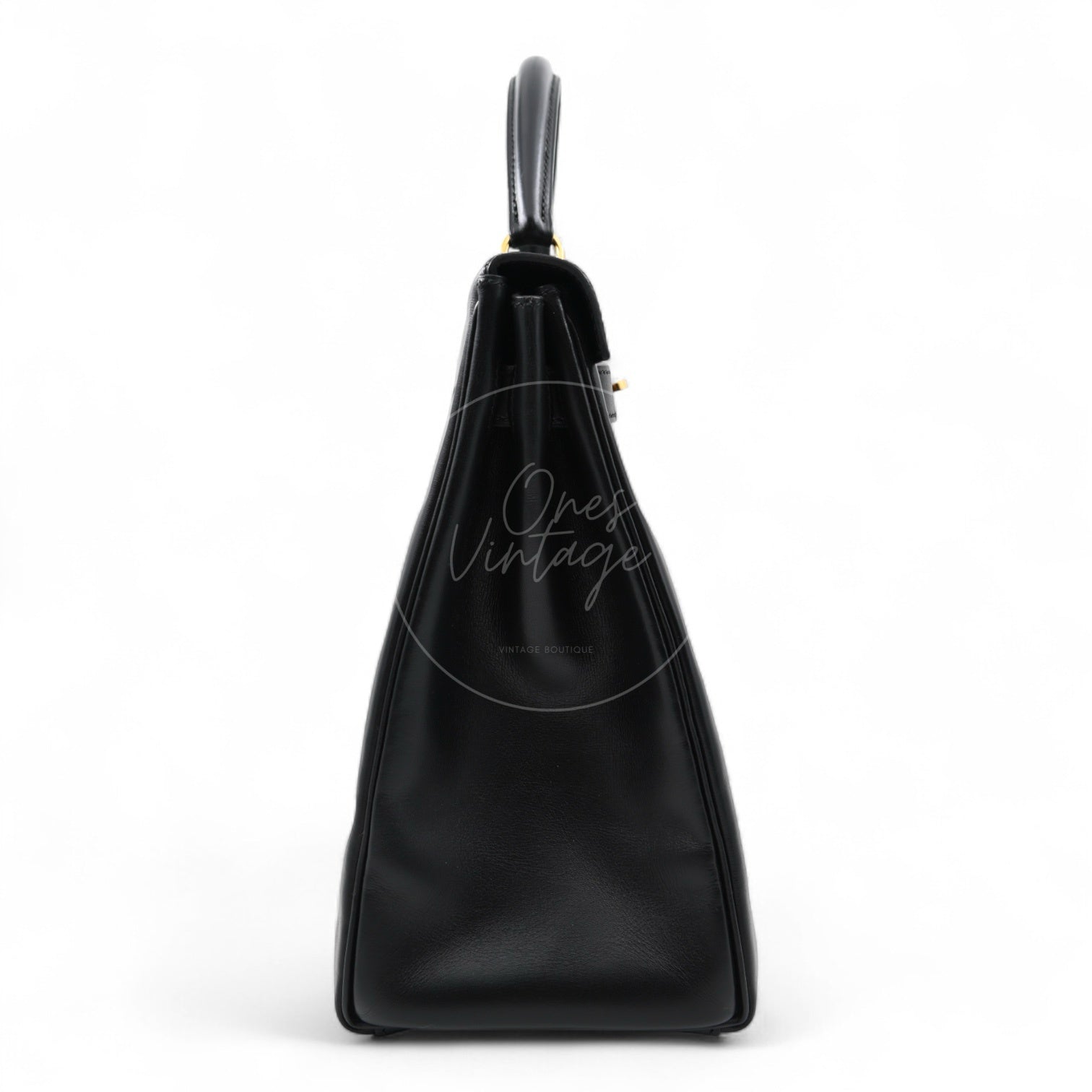 [Pre-owned] Hermes Kelly Retourne Black Size 32 Square B Box Leather Handbag