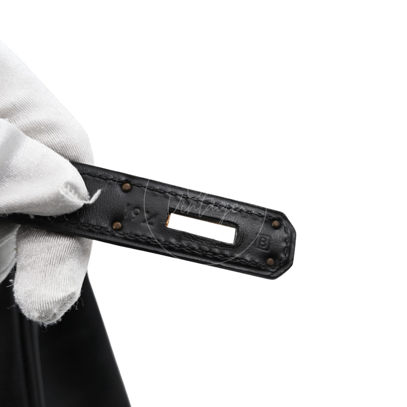 [Pre-owned] Hermes Kelly Retourne Black Size 32 Square B Box Leather Handbag