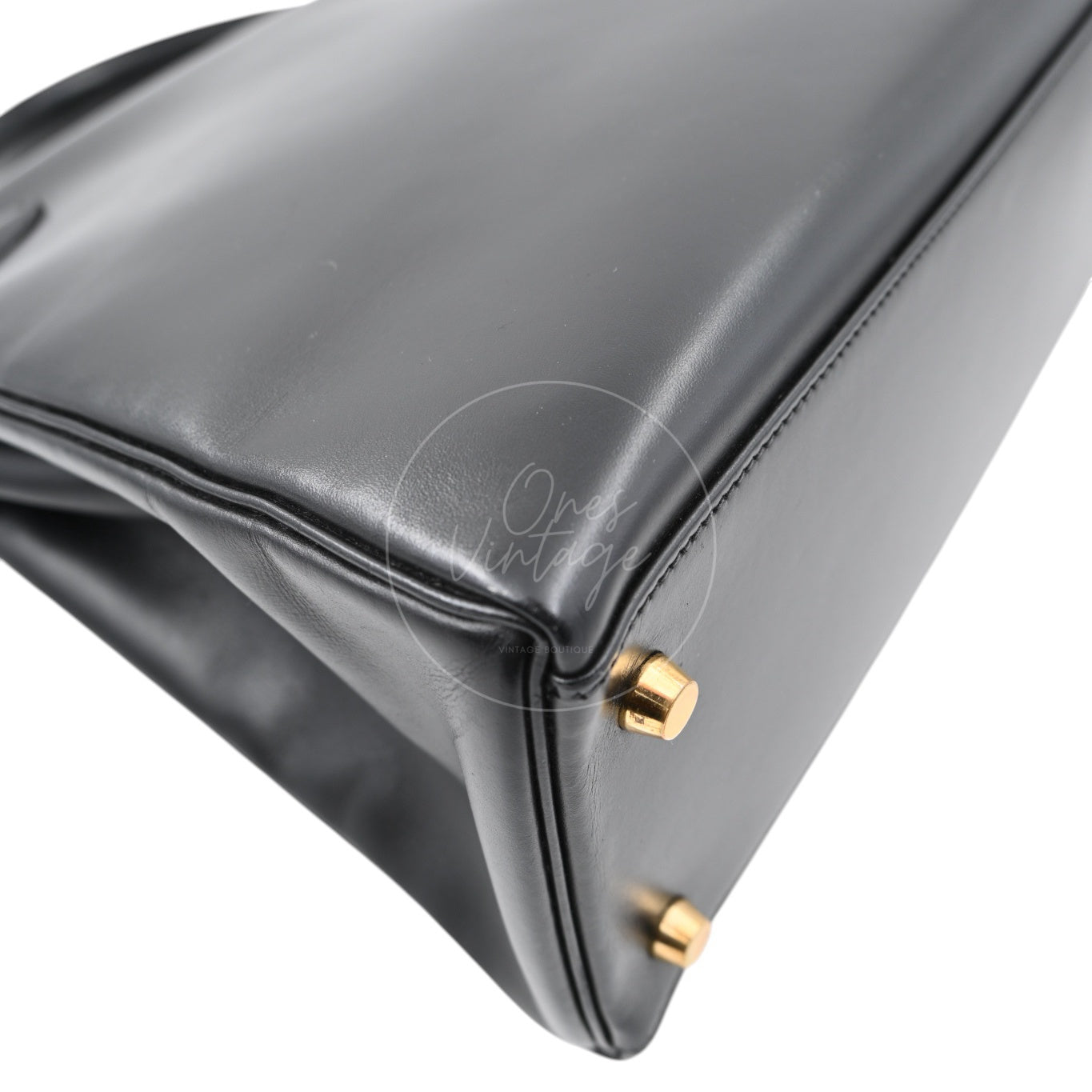 [Pre-owned] Hermes Kelly Retourne Black Size 32 Square B Box Leather Handbag