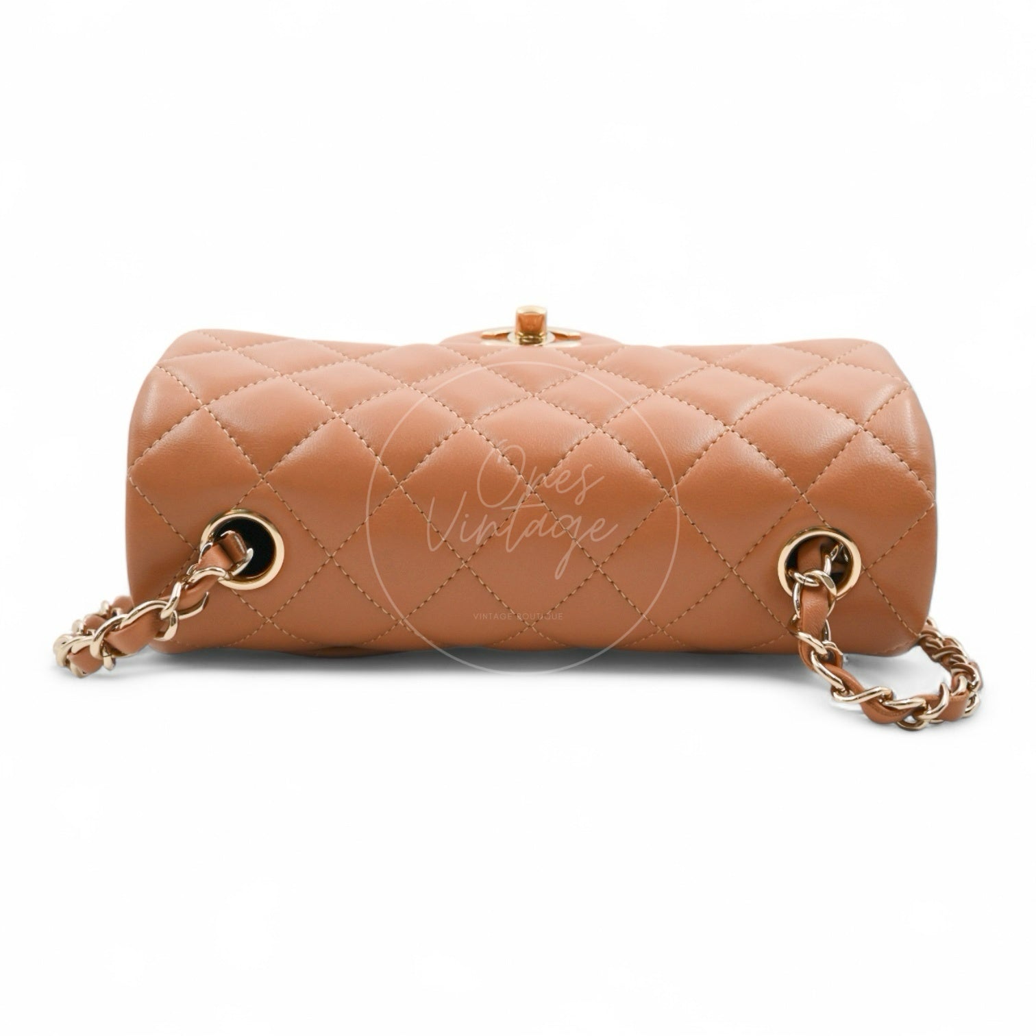 [Pre-owned] Chanel 21P Caramel Rectangular Lambskin Leather Mini Flap Bag