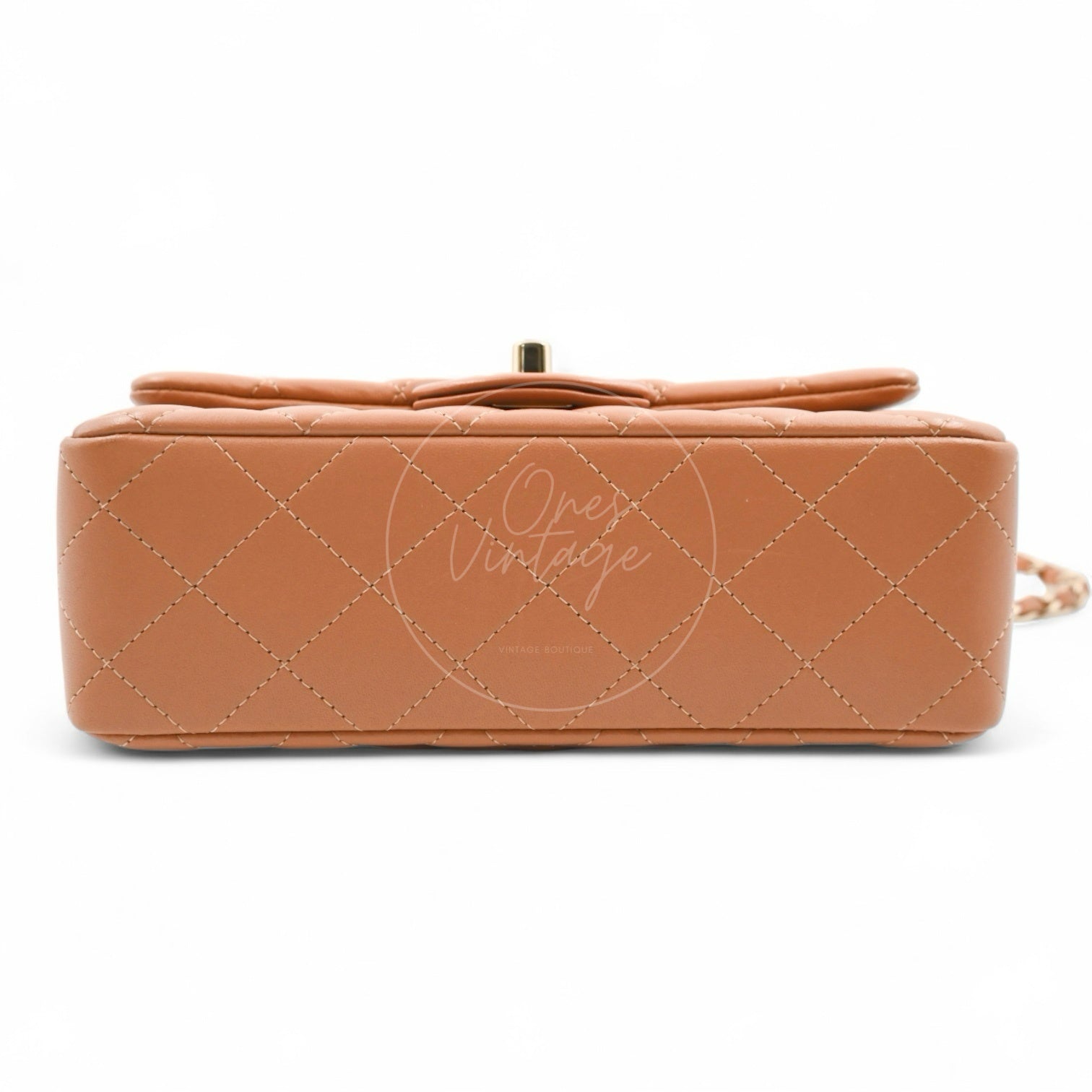 [Pre-owned] Chanel 21P Caramel Rectangular Lambskin Leather Mini Flap Bag