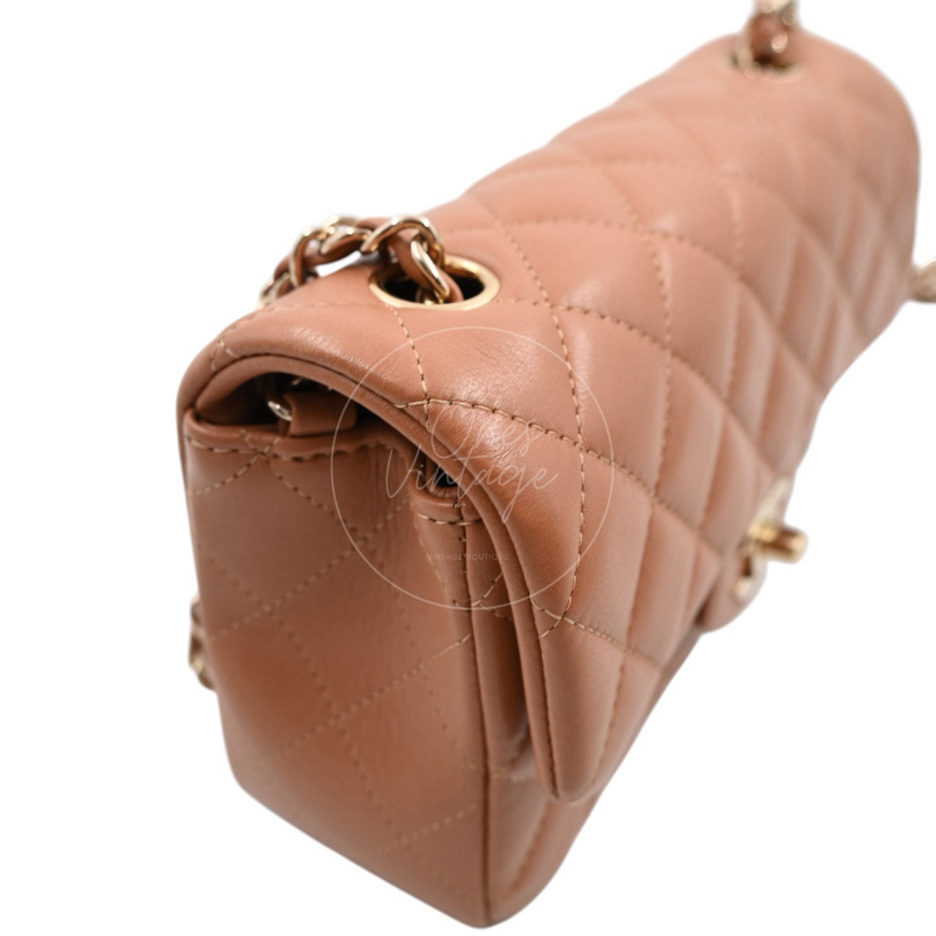 [Pre-owned] Chanel 21P Caramel Rectangular Lambskin Leather Mini Flap Bag