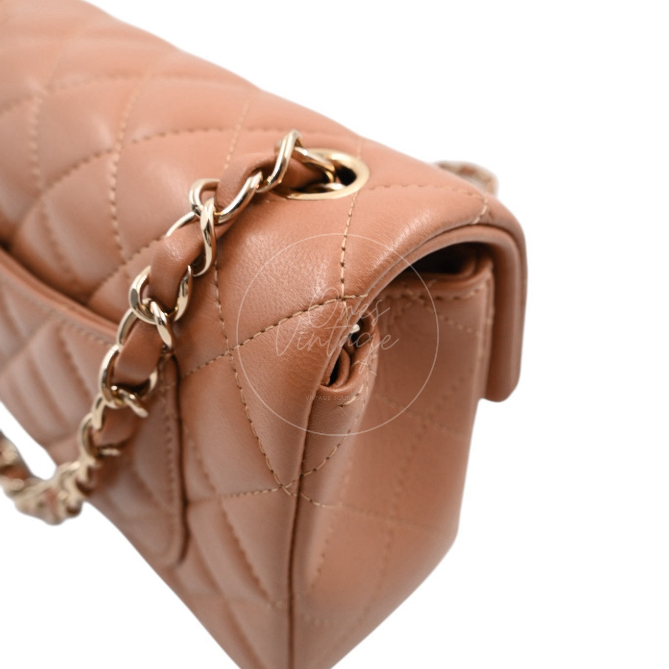 [Pre-owned] Chanel 21P Caramel Rectangular Lambskin Leather Mini Flap Bag