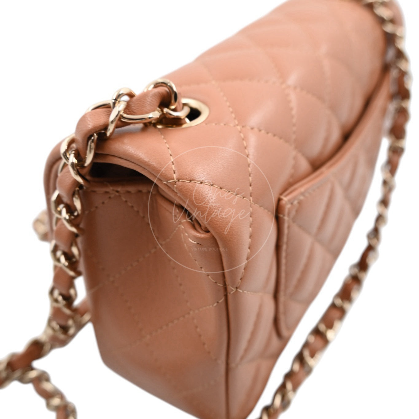 [Pre-owned] Chanel 21P Caramel Rectangular Lambskin Leather Mini Flap Bag