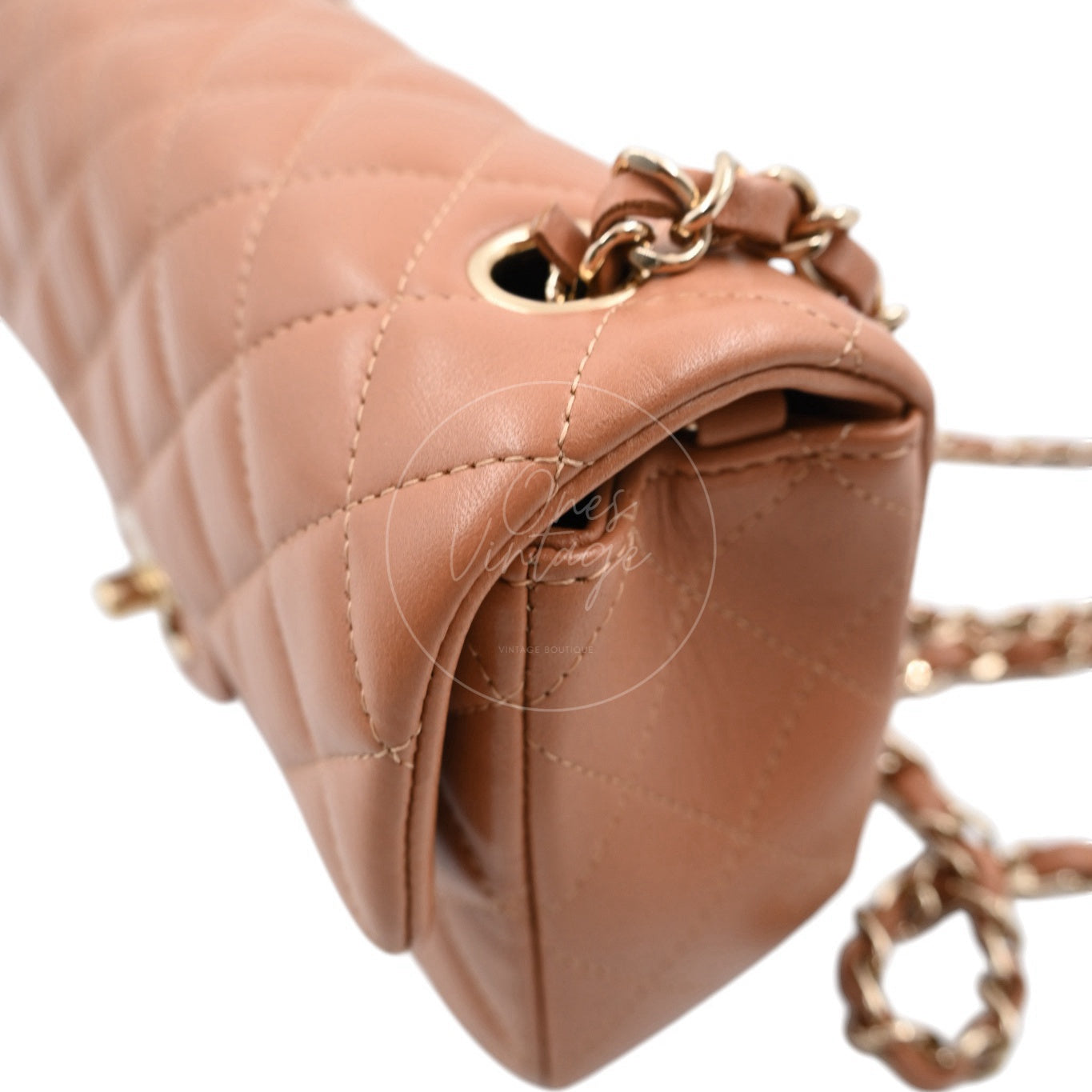 [Pre-owned] Chanel 21P Caramel Rectangular Lambskin Leather Mini Flap Bag