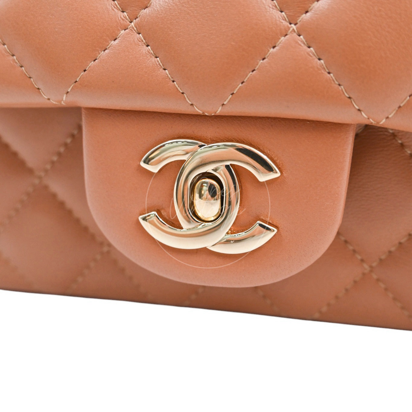 [Pre-owned] Chanel 21P Caramel Rectangular Lambskin Leather Mini Flap Bag