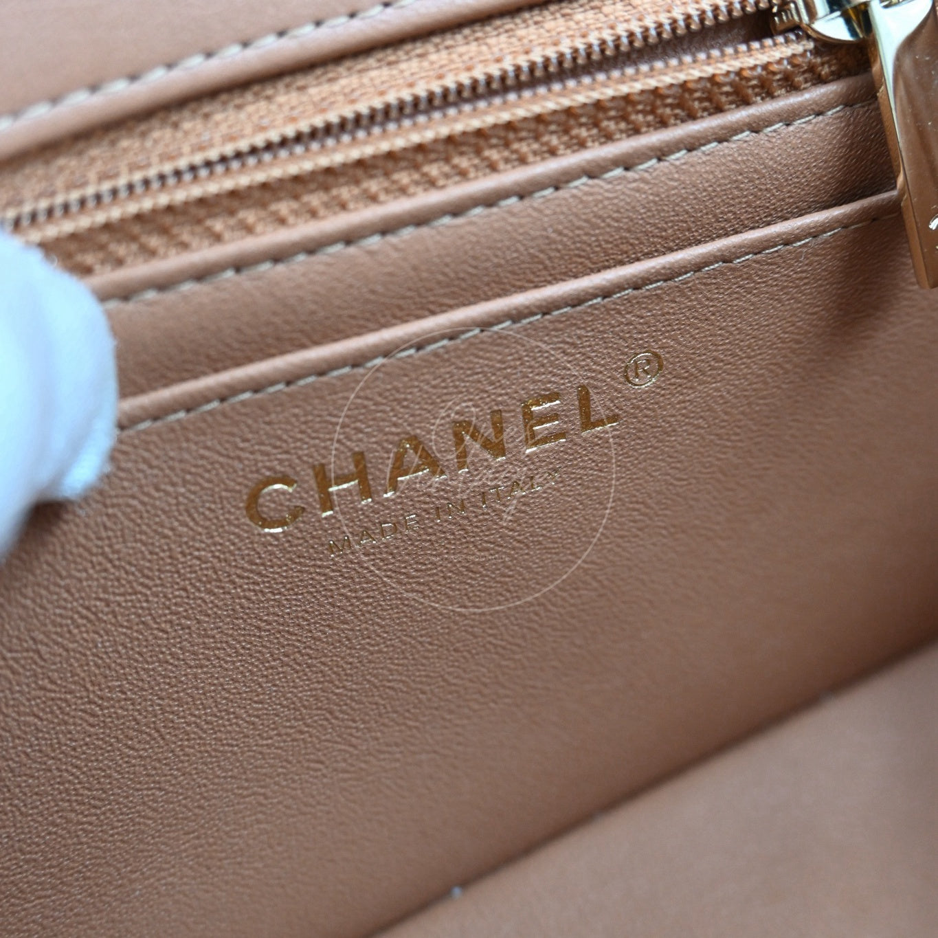 [Pre-owned] Chanel 21P Caramel Rectangular Lambskin Leather Mini Flap Bag