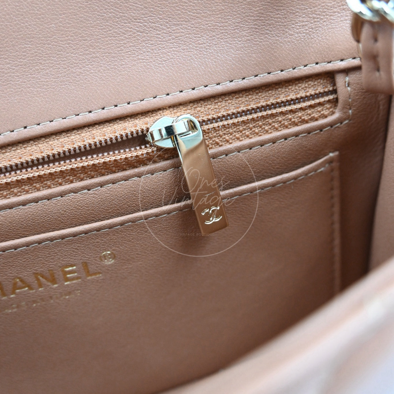 [Pre-owned] Chanel 21P Caramel Rectangular Lambskin Leather Mini Flap Bag