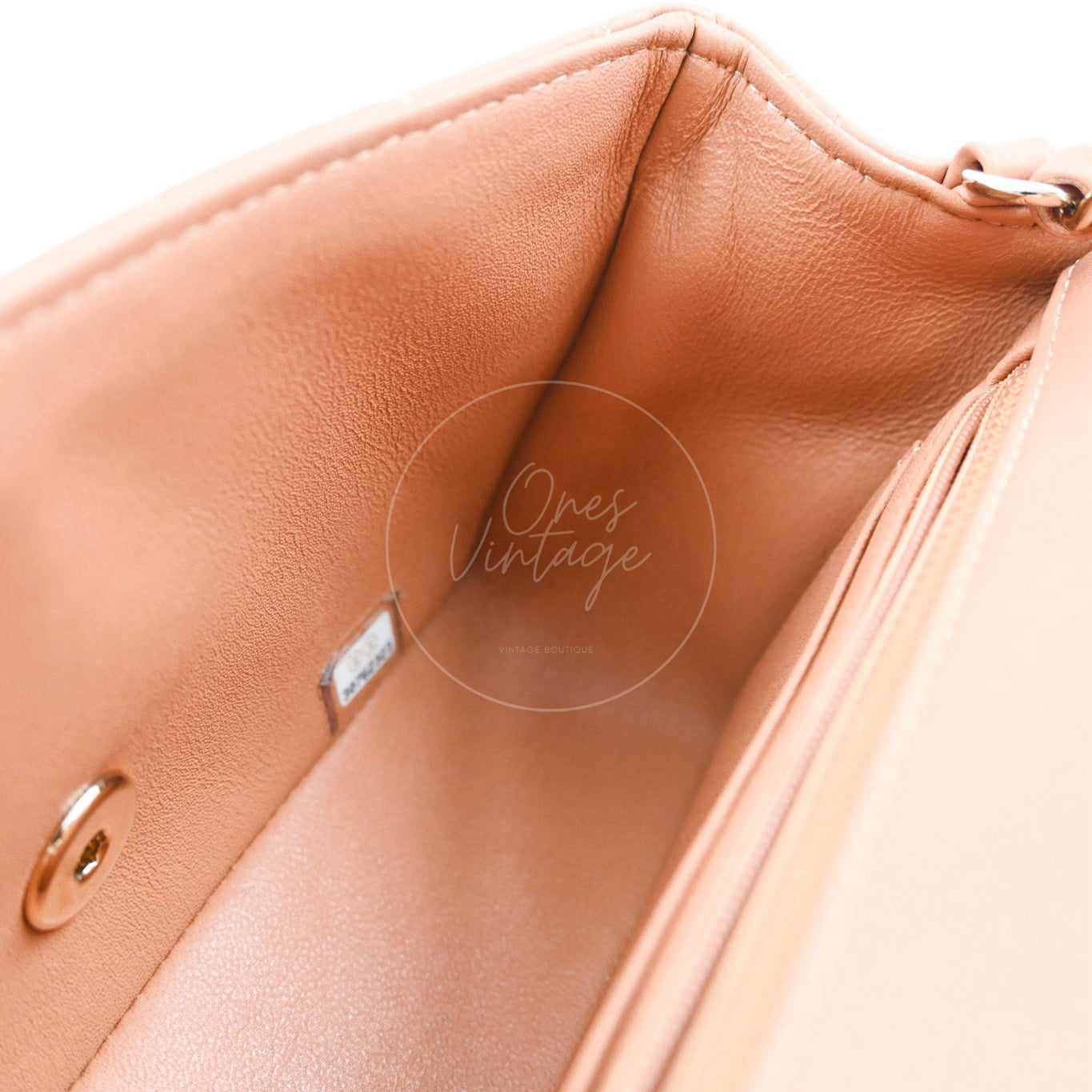 [Pre-owned] Chanel 21P Caramel Rectangular Lambskin Leather Mini Flap Bag