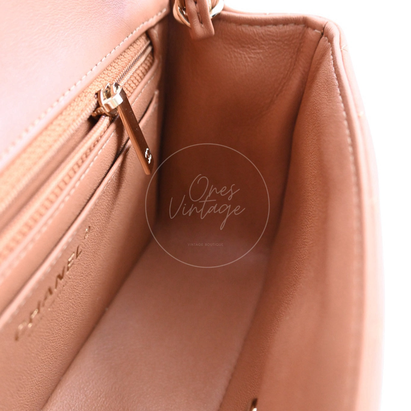 [Pre-owned] Chanel 21P Caramel Rectangular Lambskin Leather Mini Flap Bag