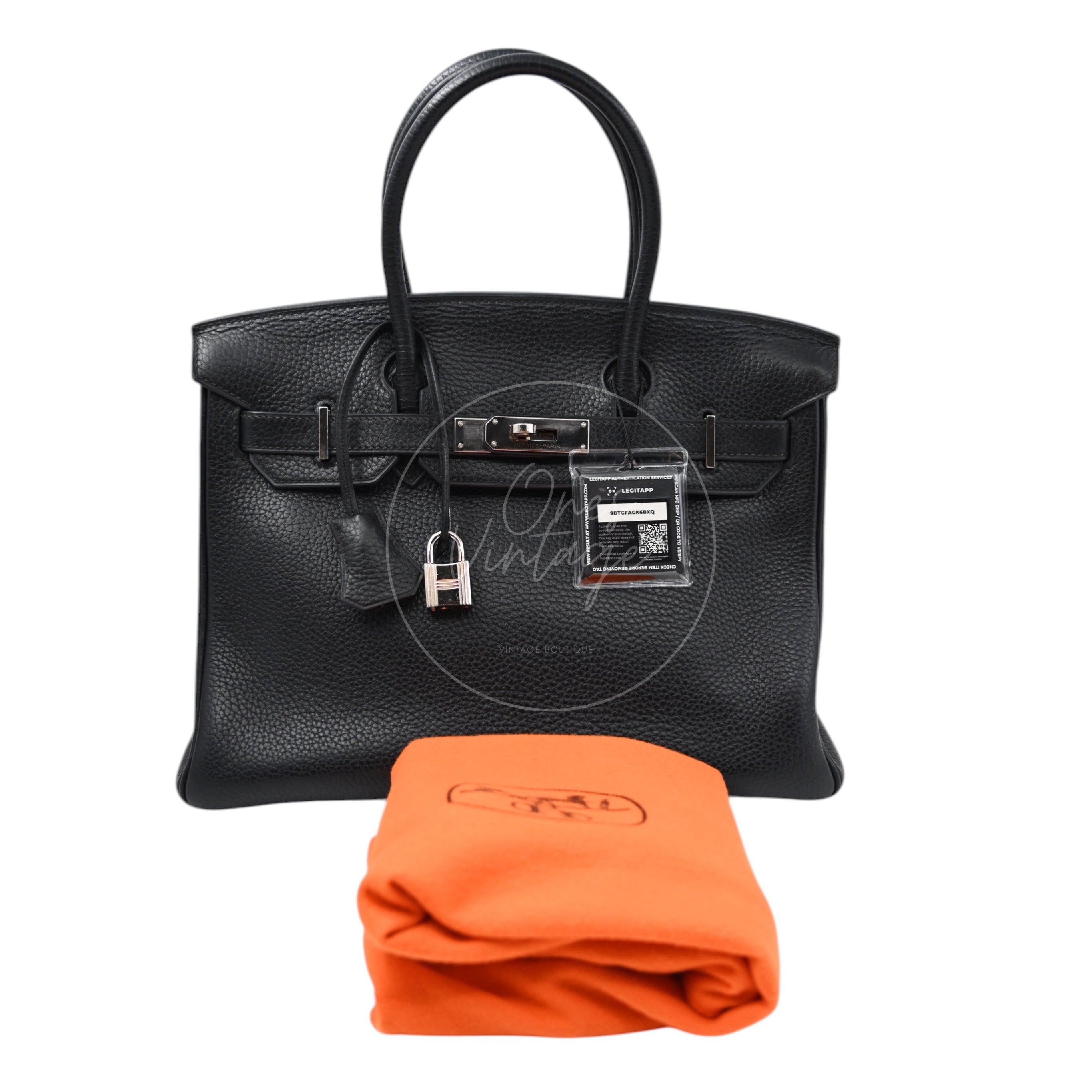 [Pre-owned] Hermes Birkin 30 BK30 Black Stamp Square I
