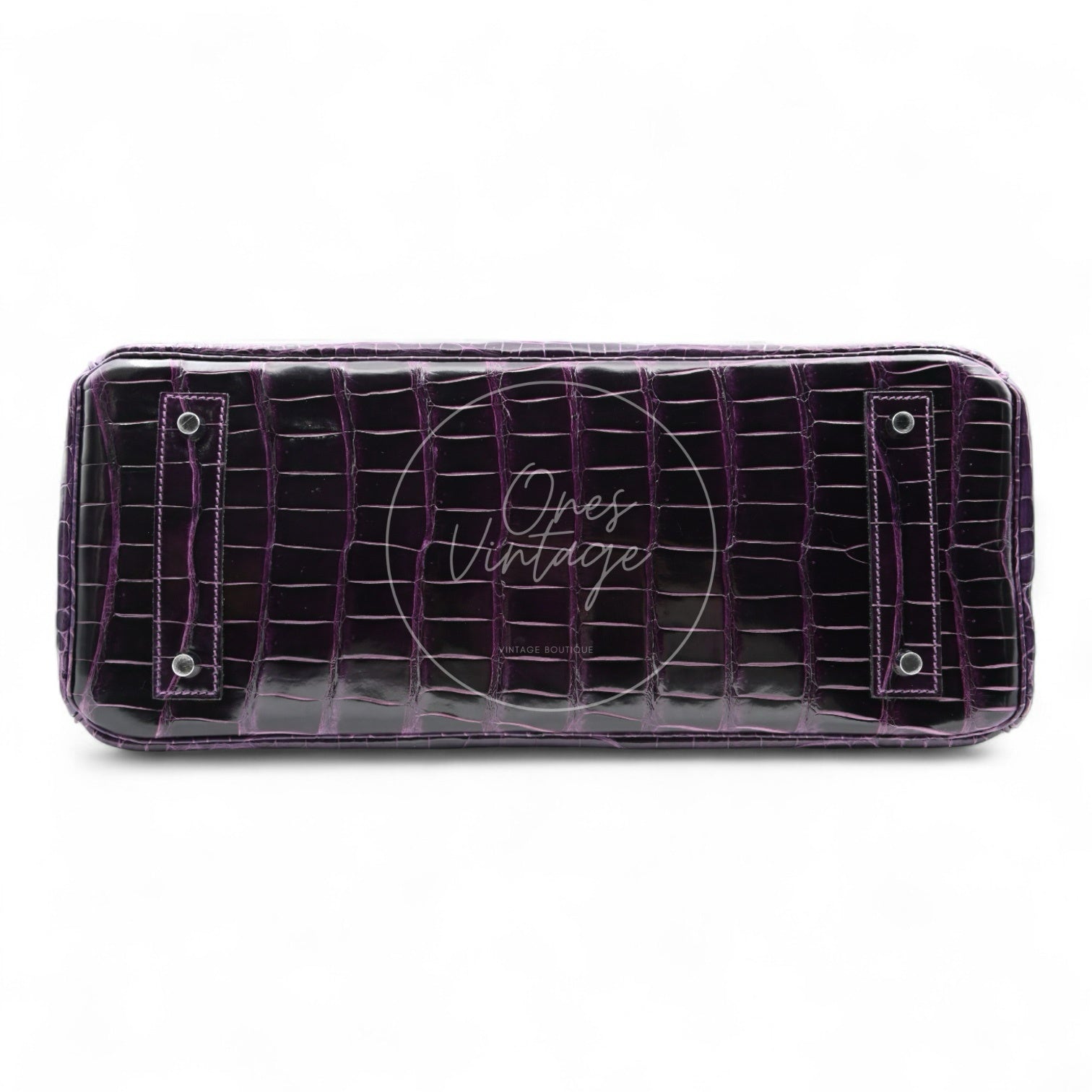 [Pre-Owned] Hermes Shoulder Birkin Cassie Shiny Porosus Croco Purple Stamp O