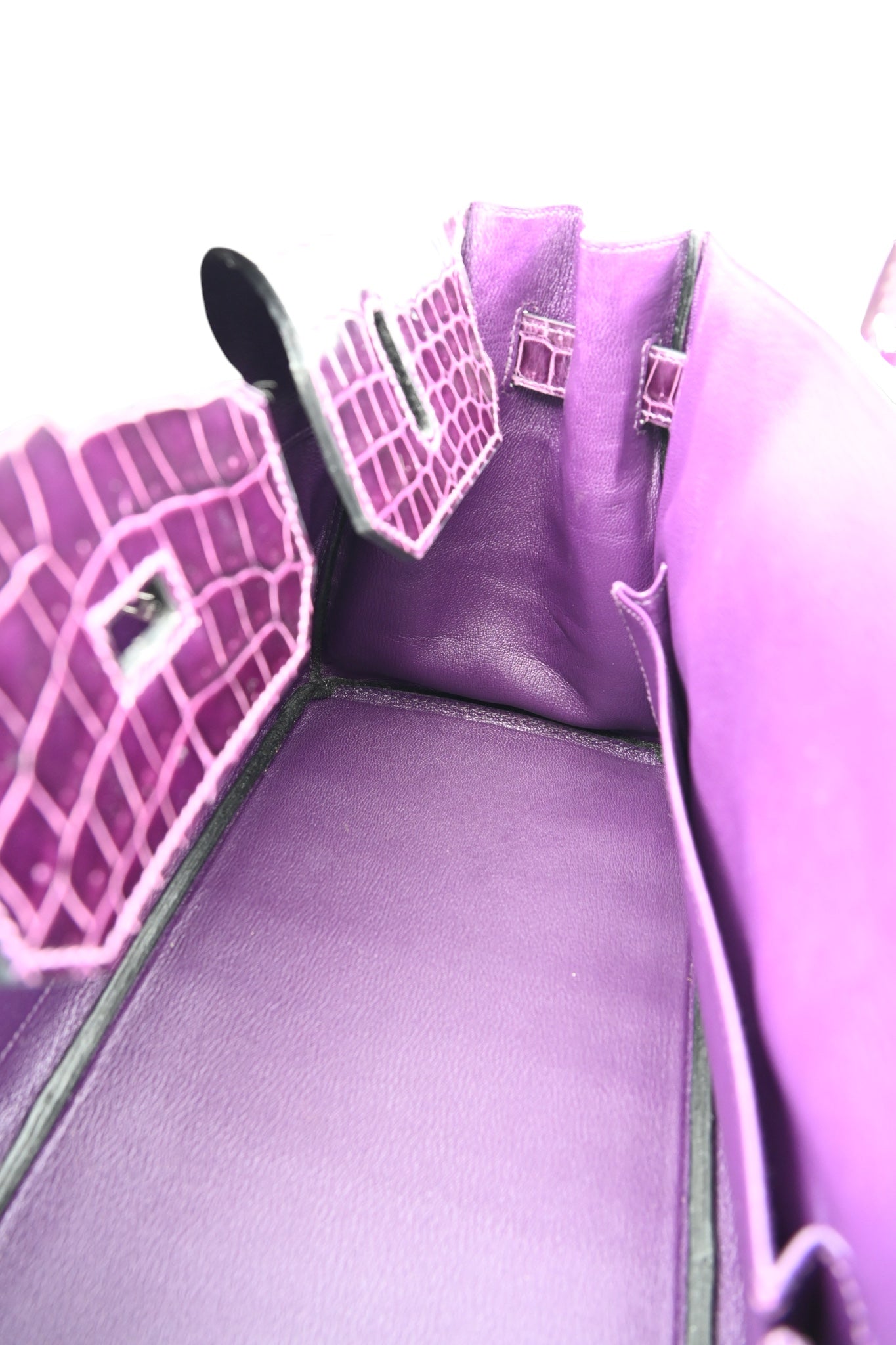 [Pre-Owned] Hermes Shoulder Birkin Cassie Shiny Porosus Croco Purple Stamp O