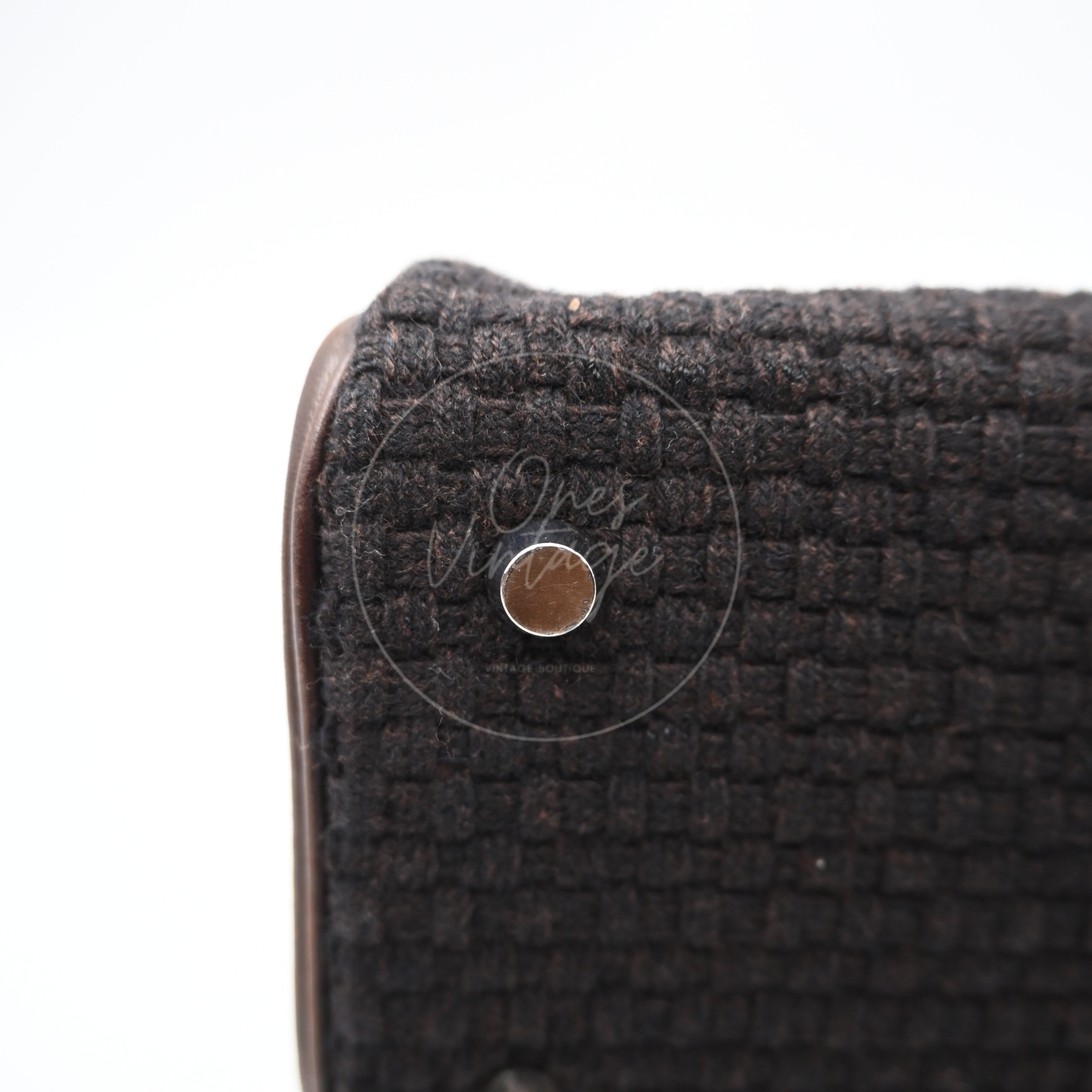 [Pre-Owned] Hermes Kelly Sport 24 Brown Swift and Wool Toresage PHW Stamp Square E