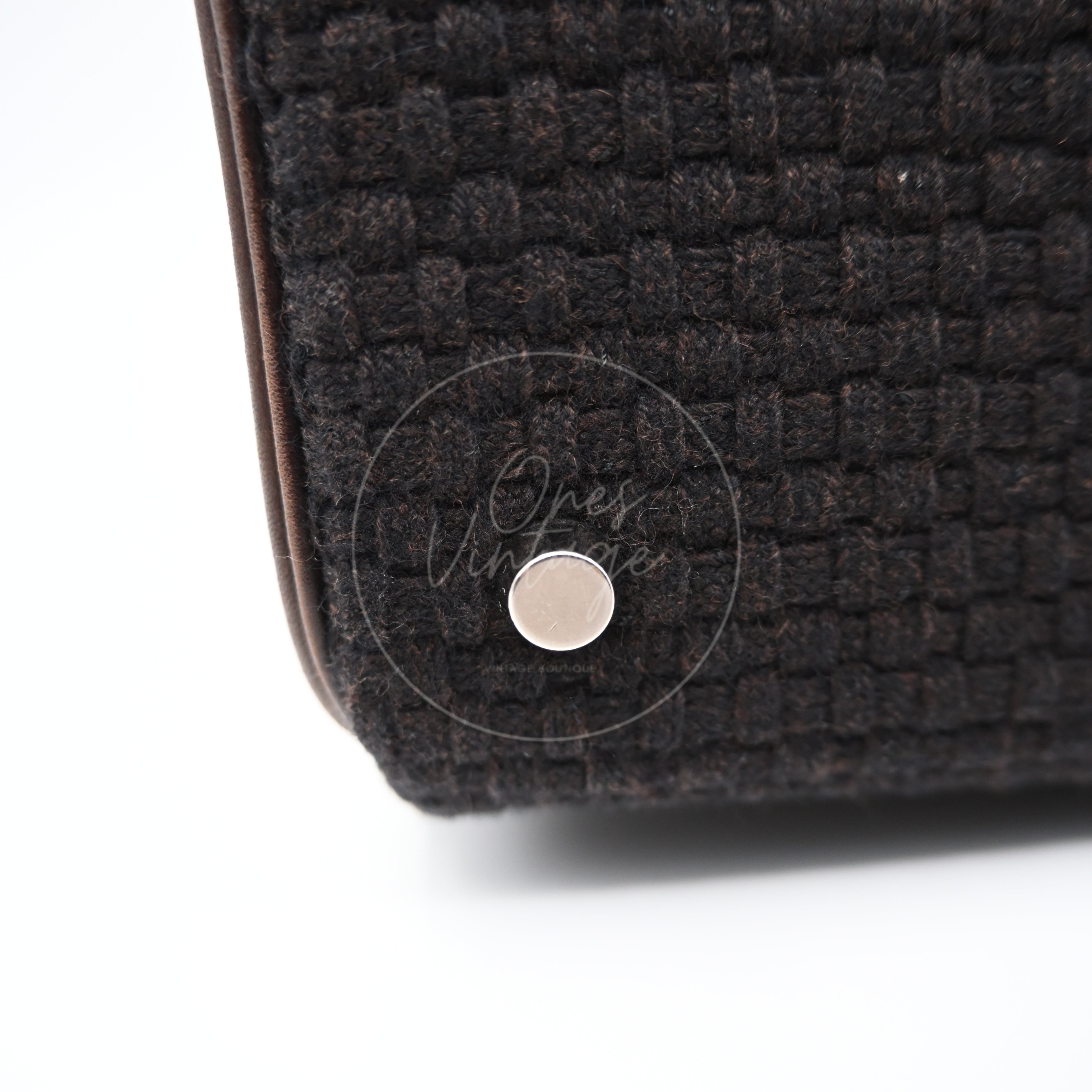 [Pre-Owned] Hermes Kelly Sport 24 Brown Swift and Wool Toresage PHW Stamp Square E