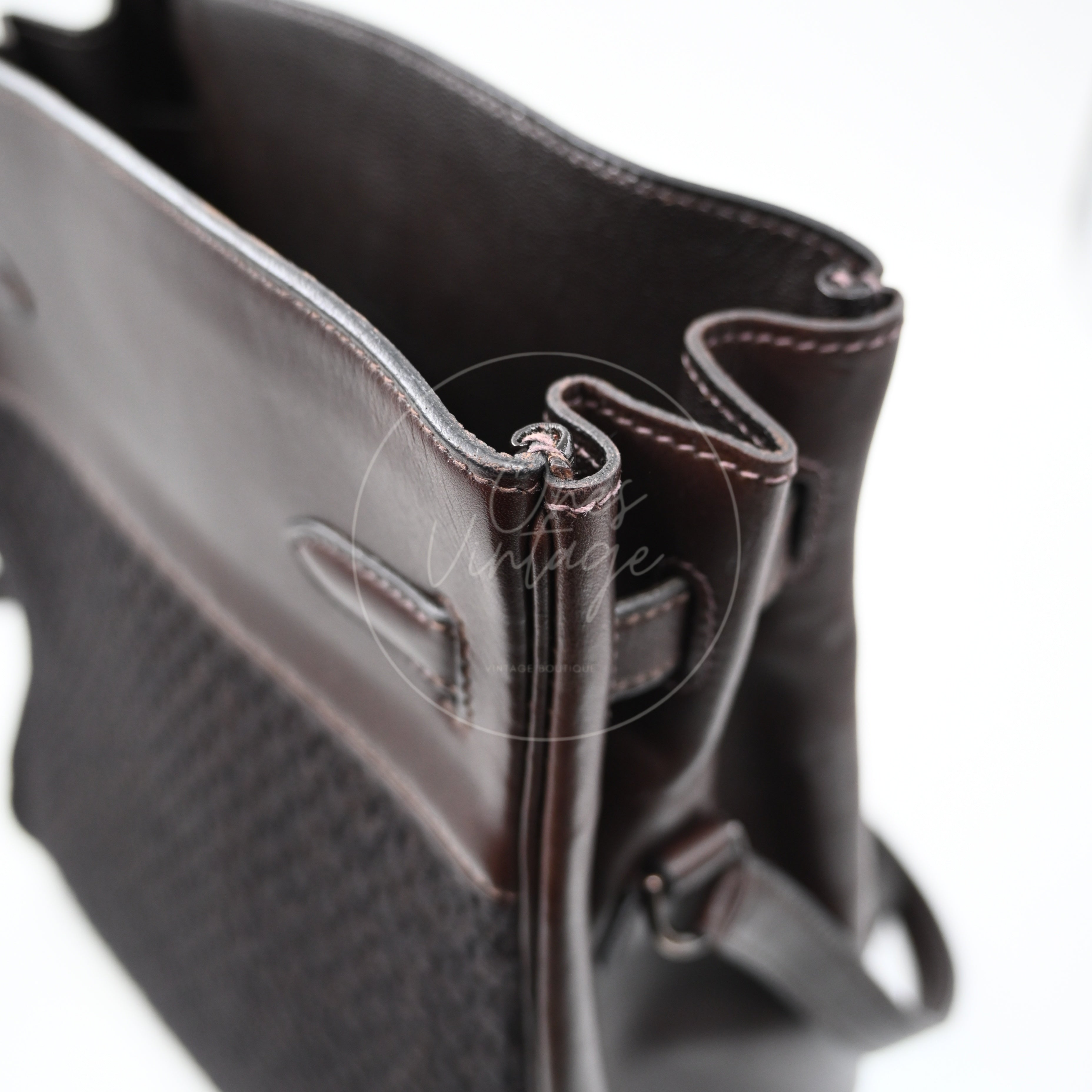 [Pre-Owned] Hermes Kelly Sport 24 Brown Swift and Wool Toresage PHW Stamp Square E