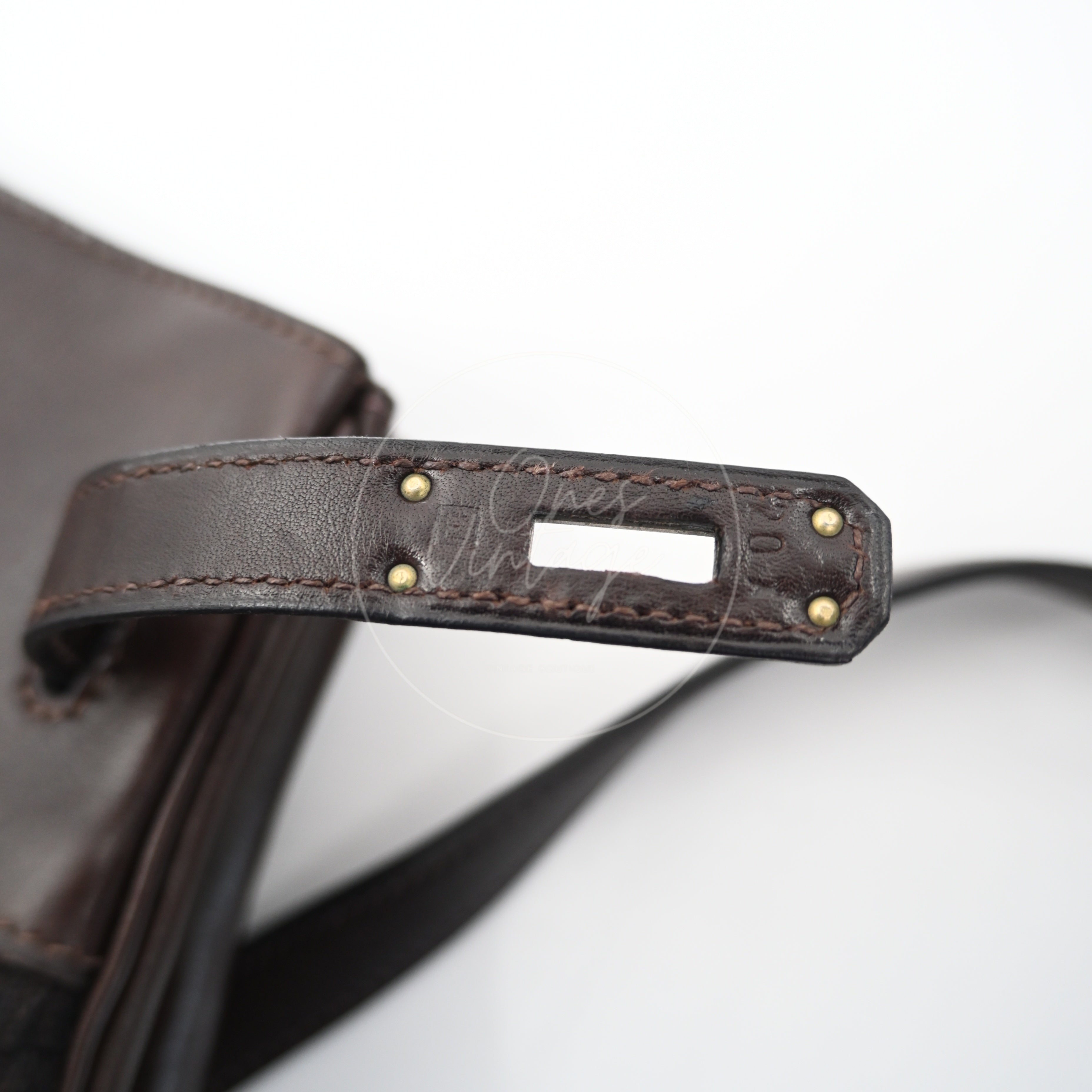 [Pre-Owned] Hermes Kelly Sport 24 Brown Swift and Wool Toresage PHW Stamp Square E