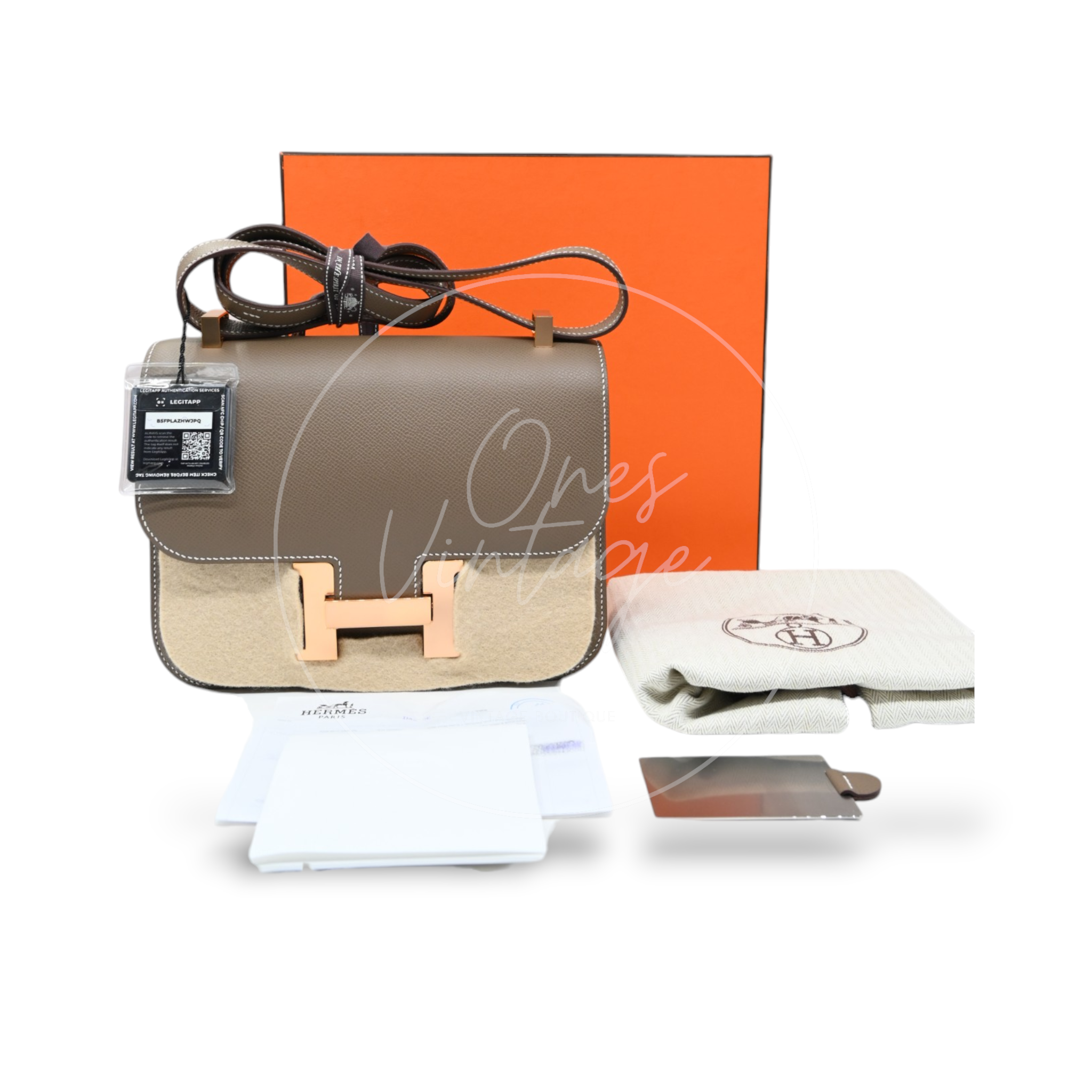 Hermes Constance 24 Epsom Rose Gold GHW Etoupe Stamp B