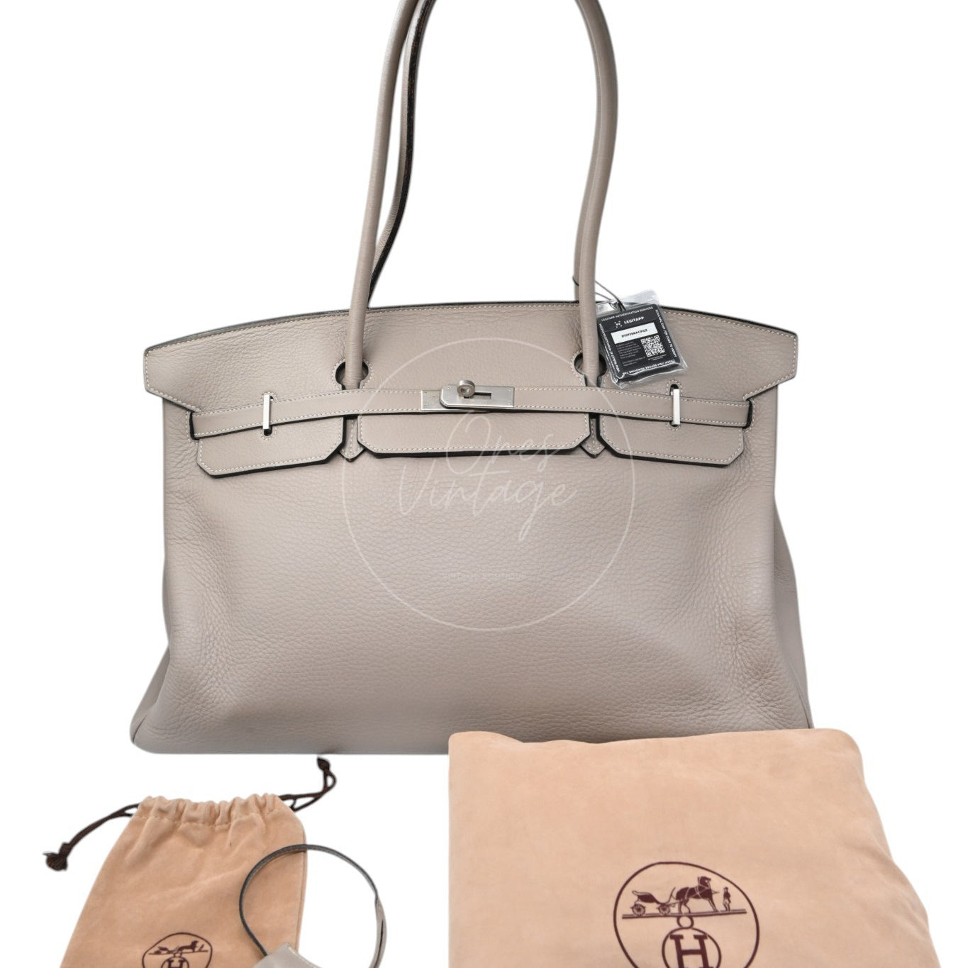 Hermes Birkin 45 Long PHW Gris T Square D