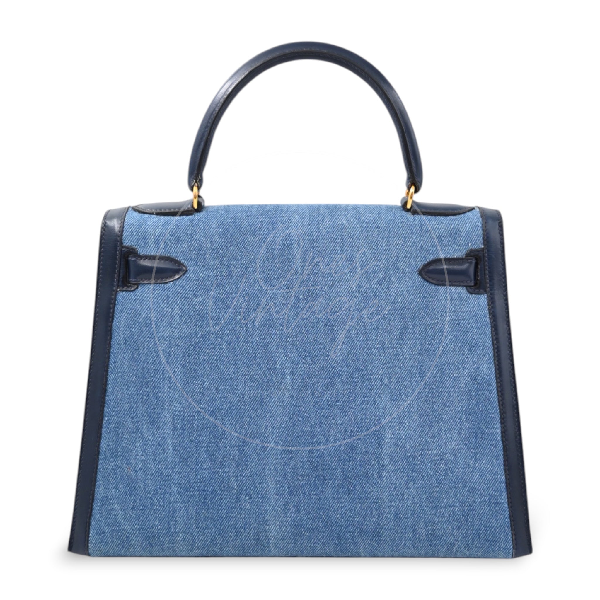 [Pre-owned] Hermes Kelly 28 Navy and Denim Blue GHW Stamp Circle L
